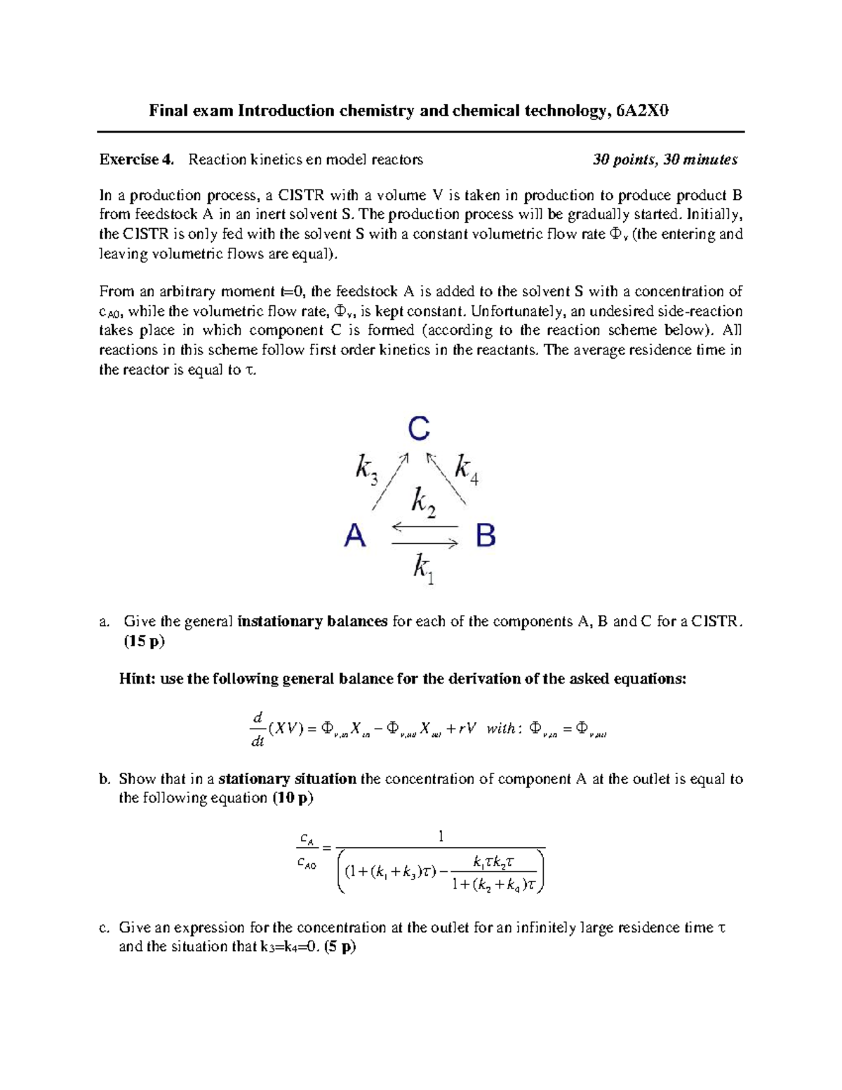 Practice Exam In Chemical Technology Studeersnel