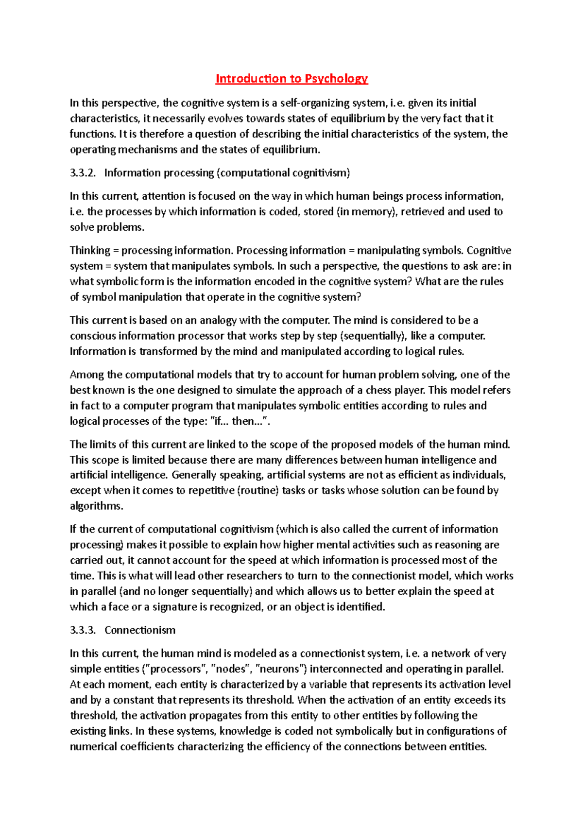 Introduction to Psychology 6 - given its initial characteristics, it ...