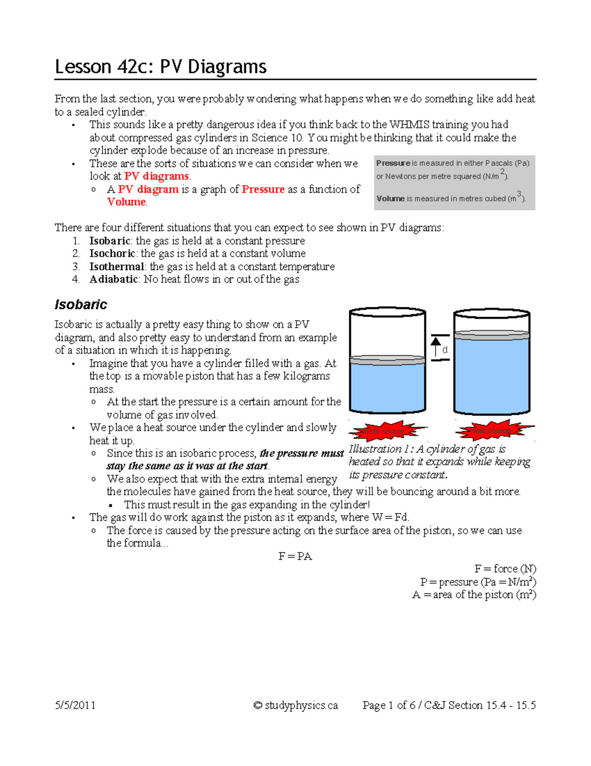 42c ap PV diagrams Detailed lecture notes for physics with examples