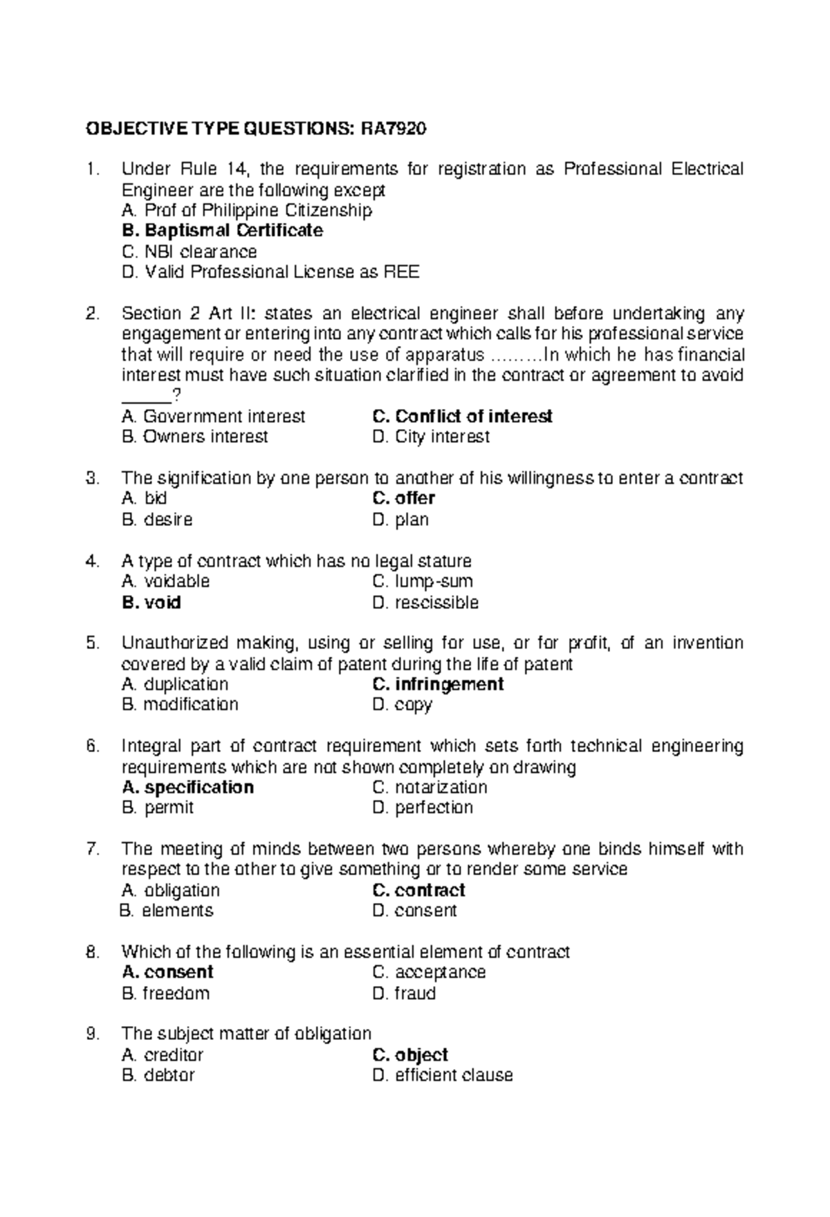 RA-7920- Terms - Gfgf - OBJECTIVE TYPE QUESTIONS: RA Under Rule 14, The ...