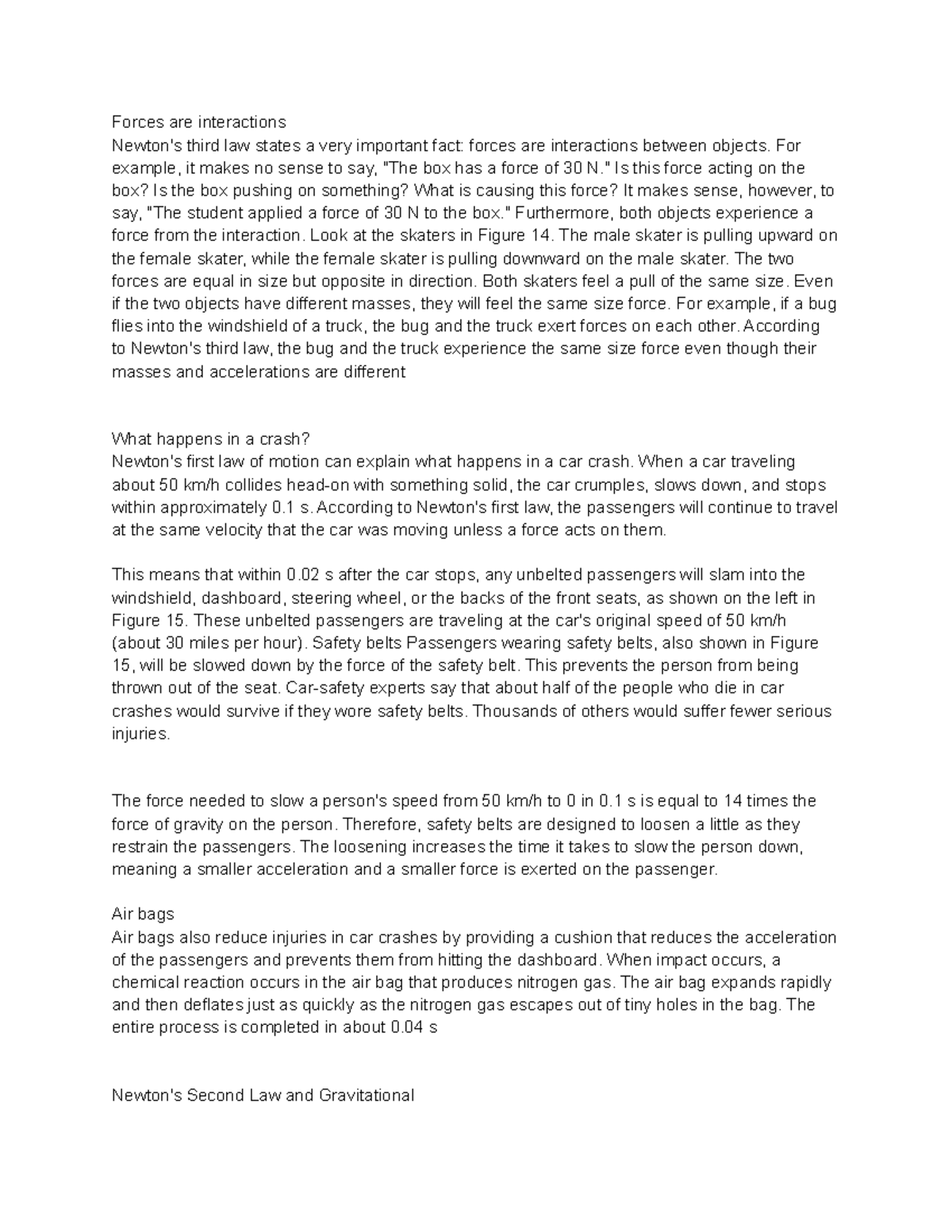 Forces are interactions, Circular motion, Throwing and dropping