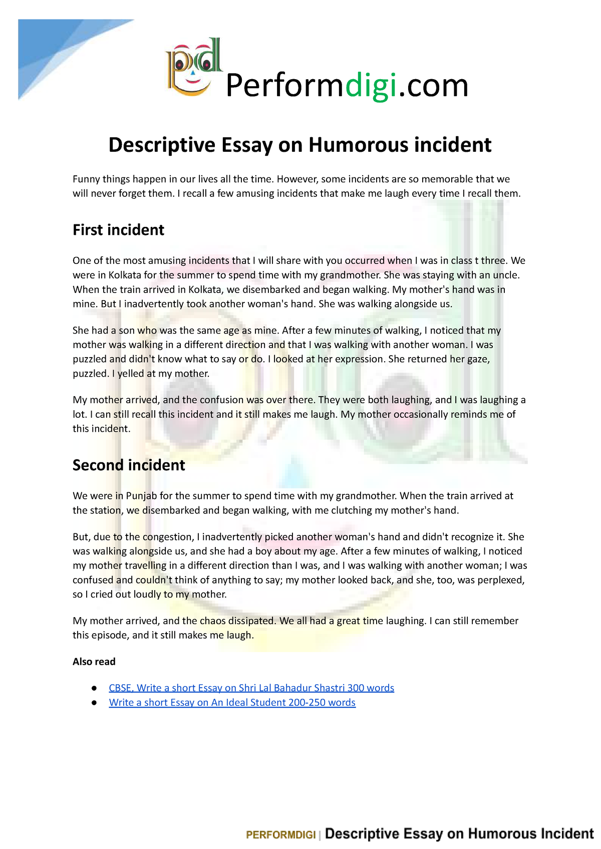 write a descriptive essay on humorous incident