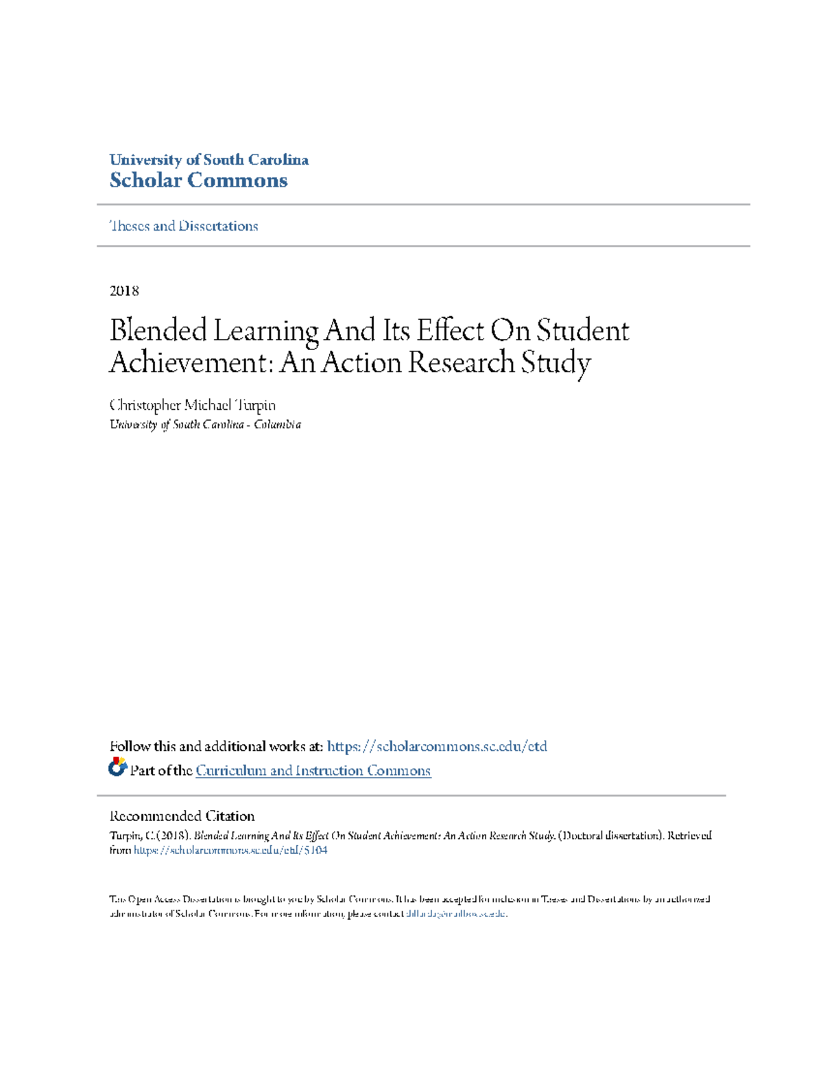 Blended Learning And Its Effect On Student Achievement An Action ...
