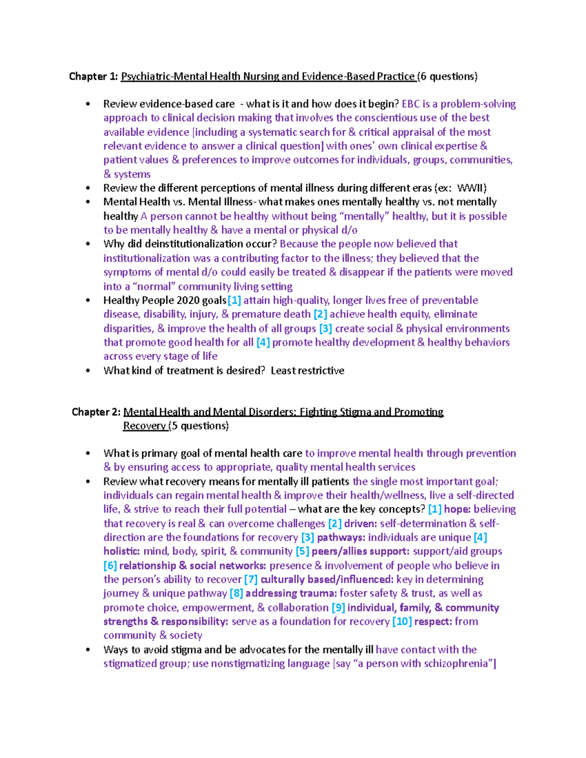Complete MH Study Guide 1 - Chapter 1: Psychiatric-Mental Health ...