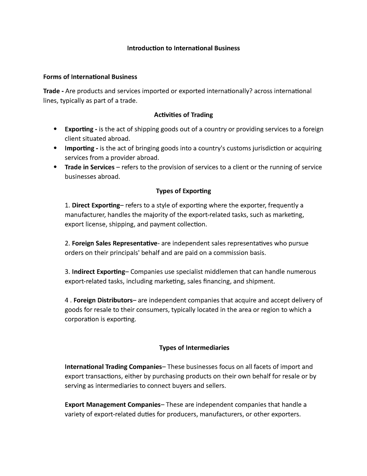 Forms of International Business - Introduction to International ...