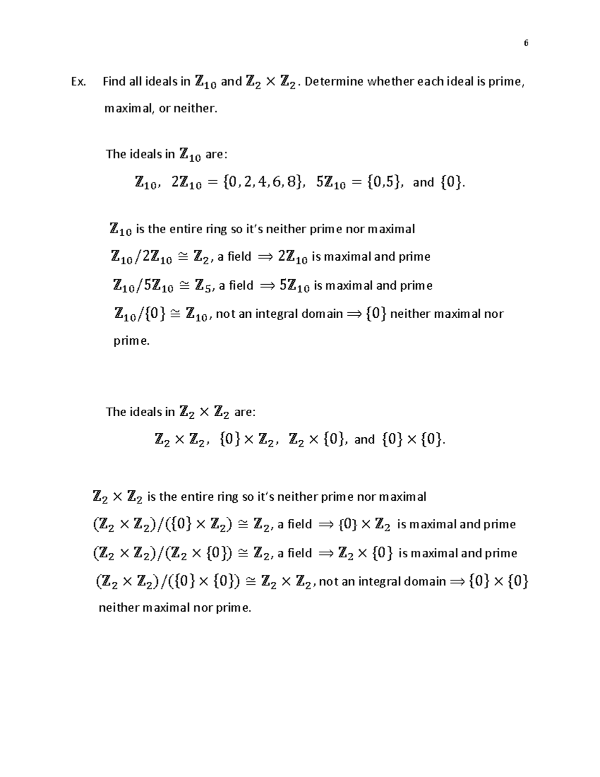 Maximal II - Abstract Algebra - Ex. Find all ideals in ℤ 10 and ℤ 2 × ℤ ...