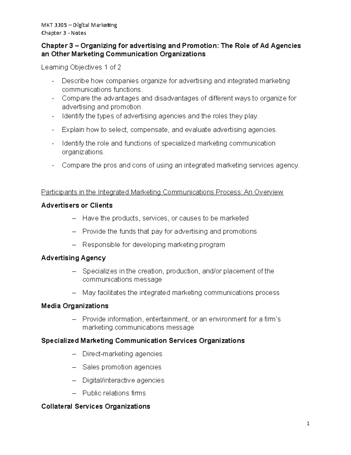 Digital Marketing Chapter 3 NOTES - MKT 3305 Digital Marketing Chapter ...