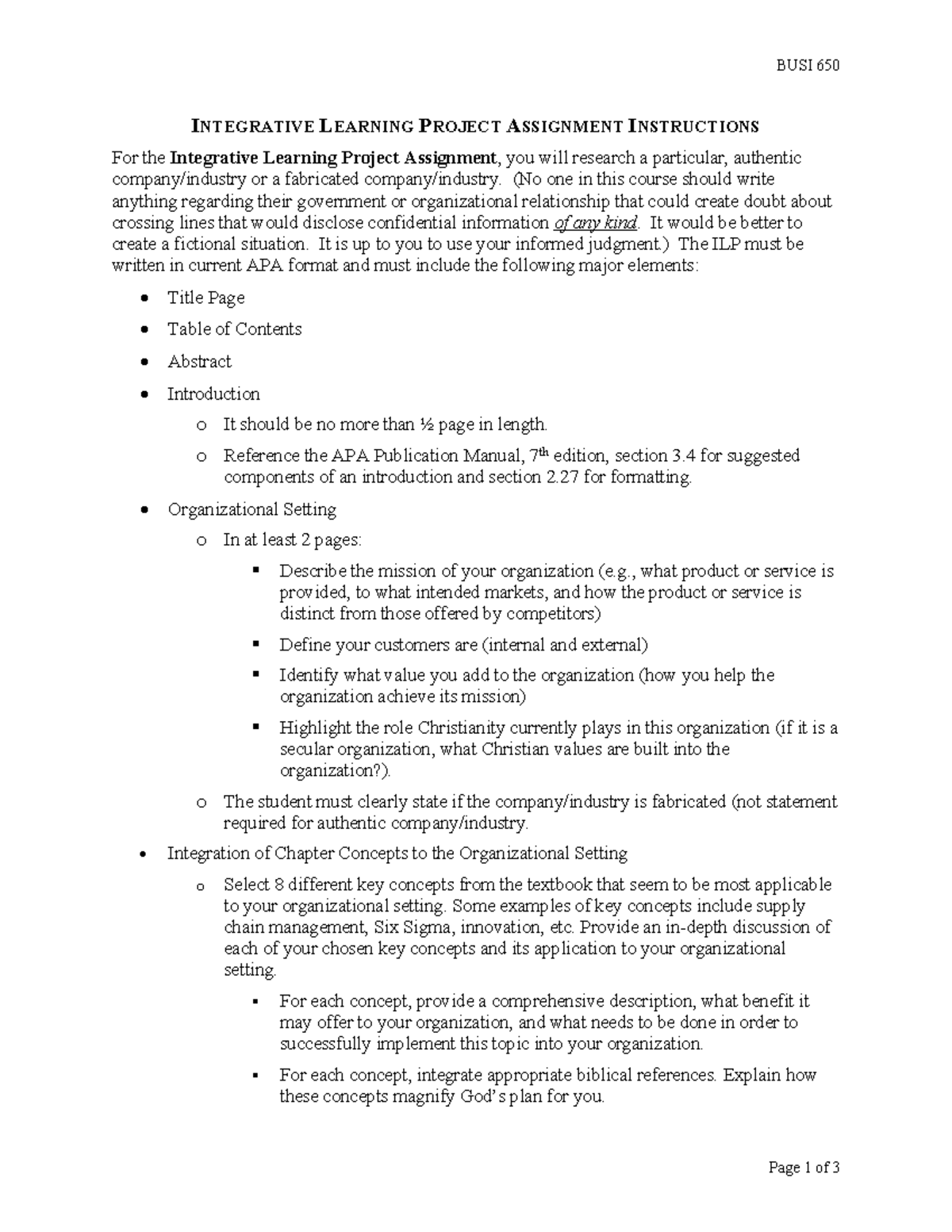 File 7 - Study material - BUSI 650 Page 1 of 3 INTEGRATIVE LEARNING ...