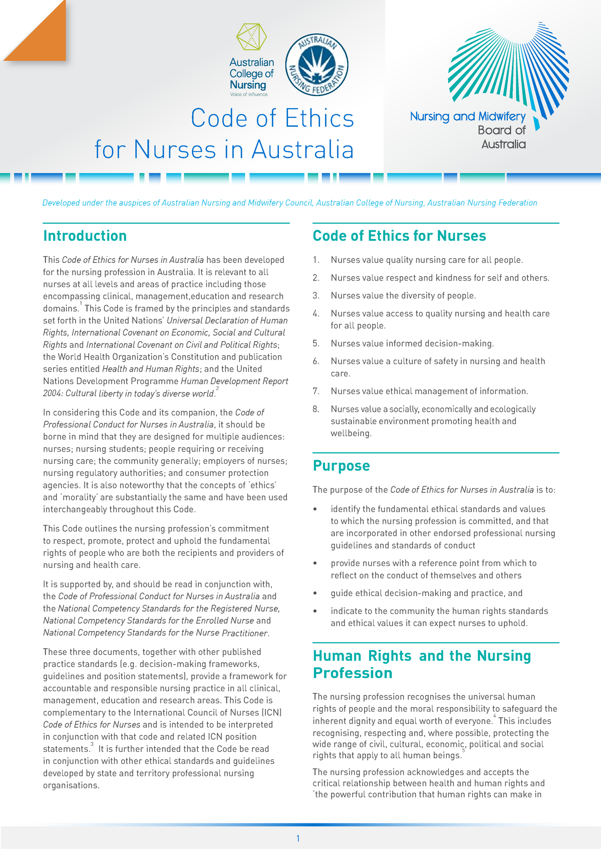 Nursing Philosophy and Code of Ethics