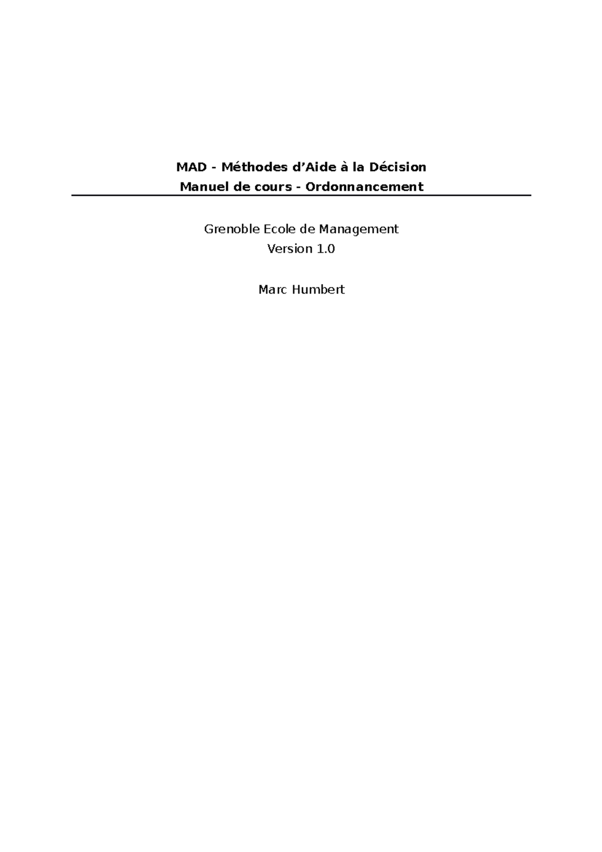 MAD - Cours Et Exercices Ordonnancement - MAD - Méthodes D’Aide à La ...