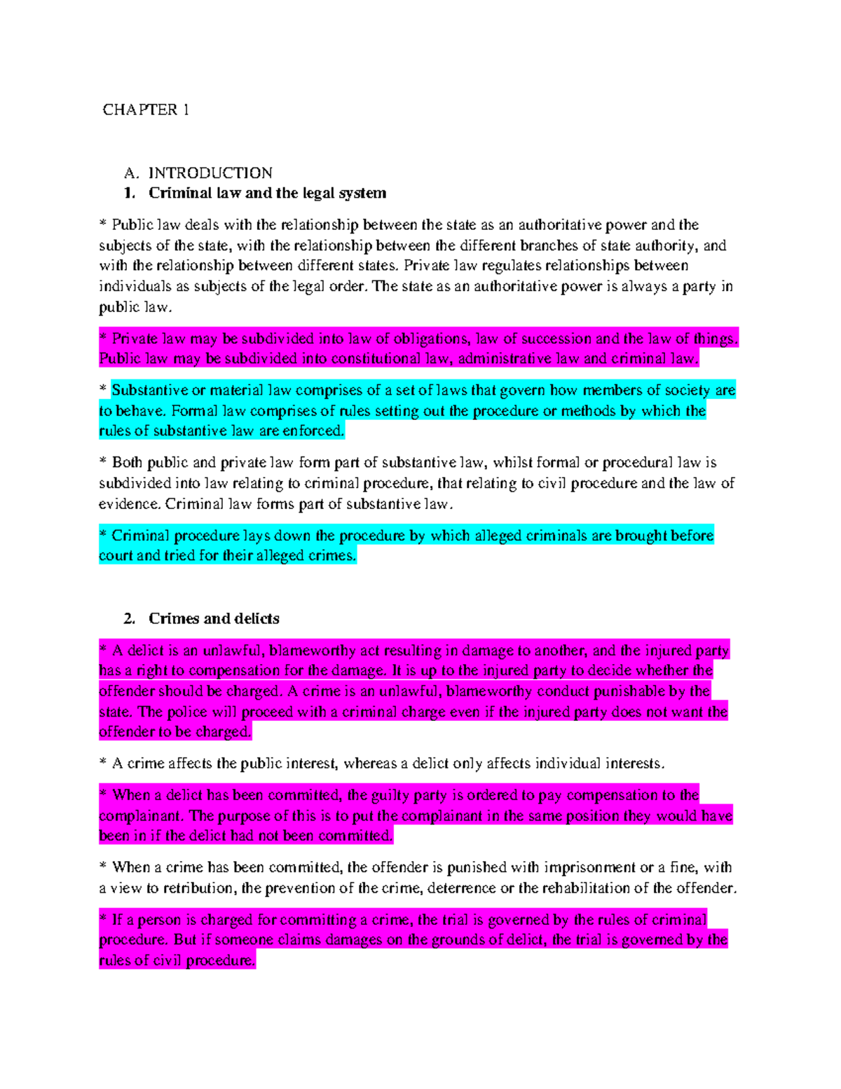 Criminal Law - CHAPTER 1 A. INTRODUCTION Criminal law and the legal ...
