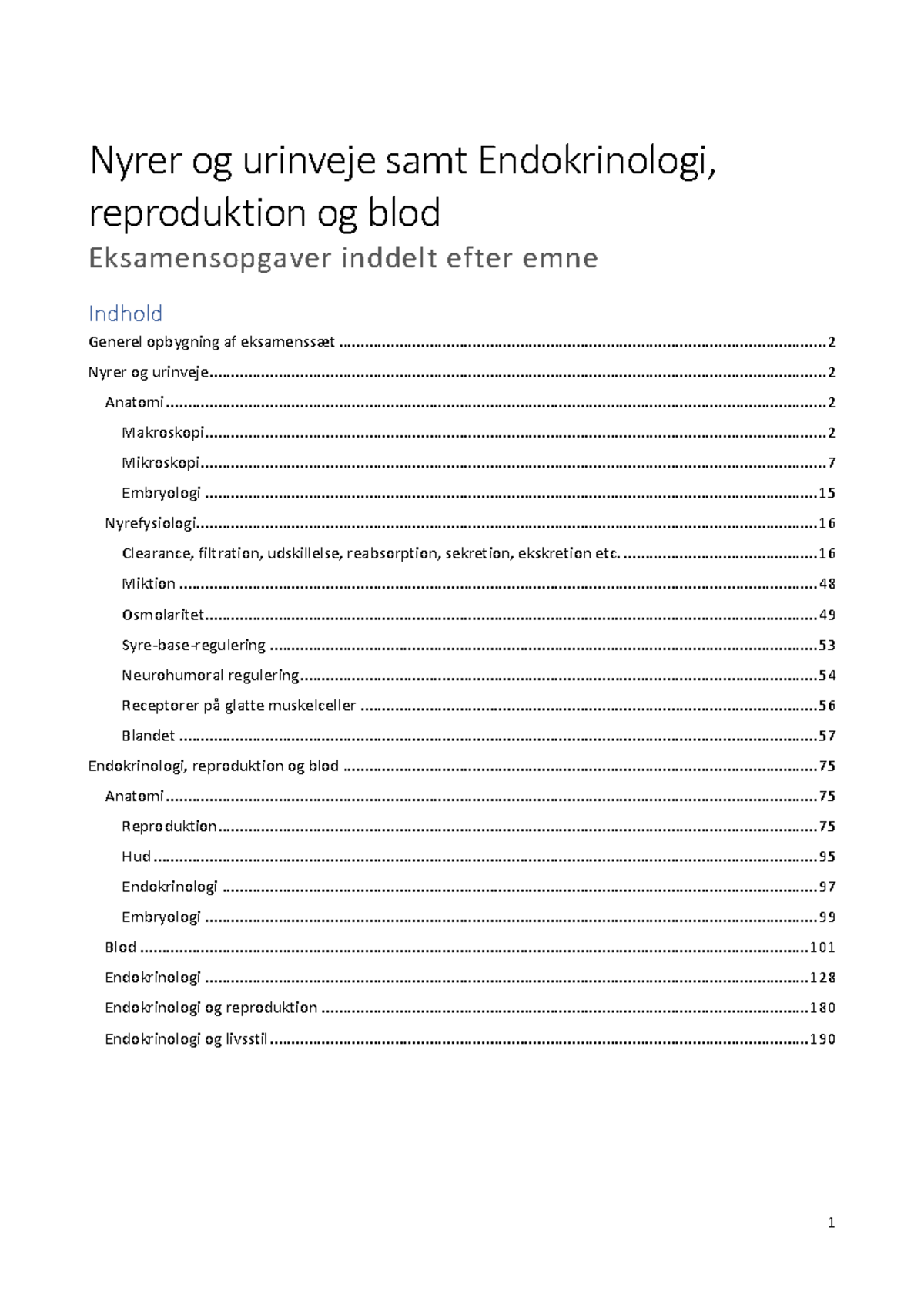 Nyrer-endo-repro eksamenssæt efter emne - Nyrer og urinveje samt ...