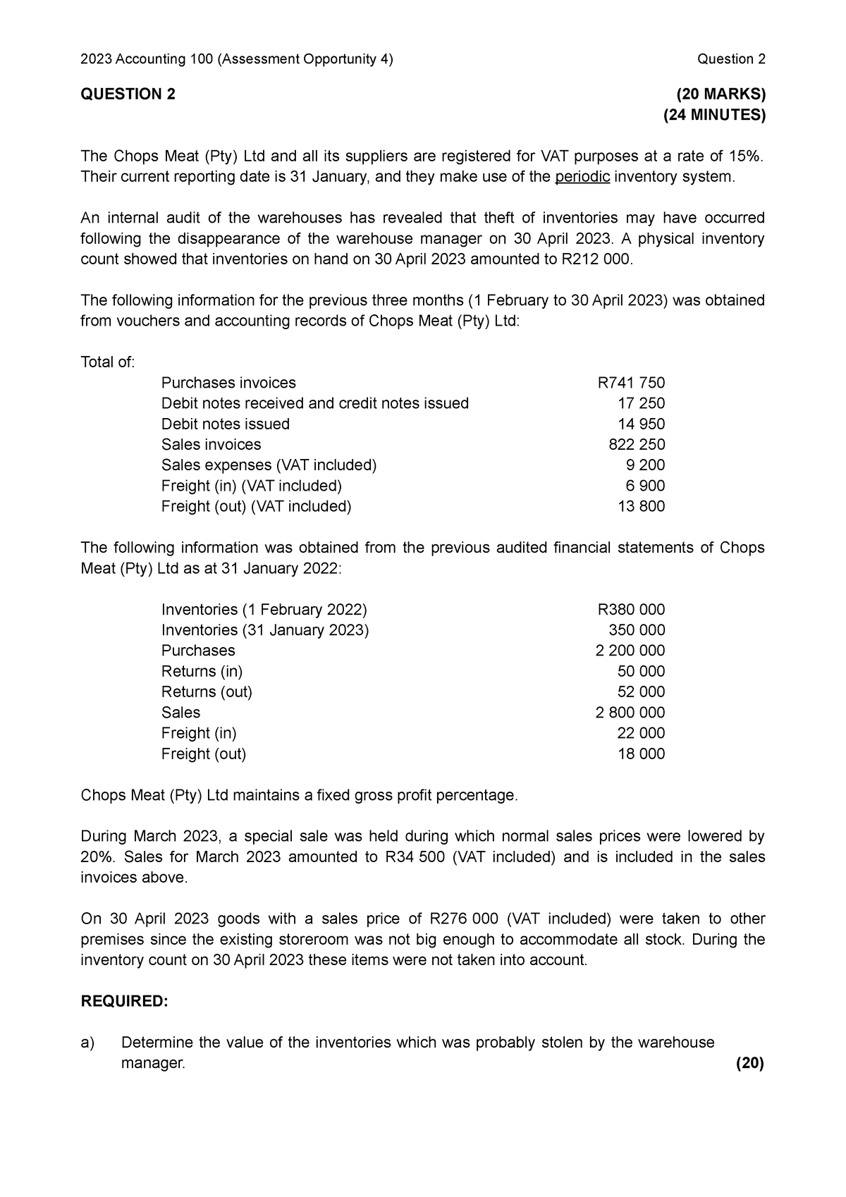 ACC100 AO4 Q2 2023 Final - 2023 Accounting 100 (Assessment Opportunity ...