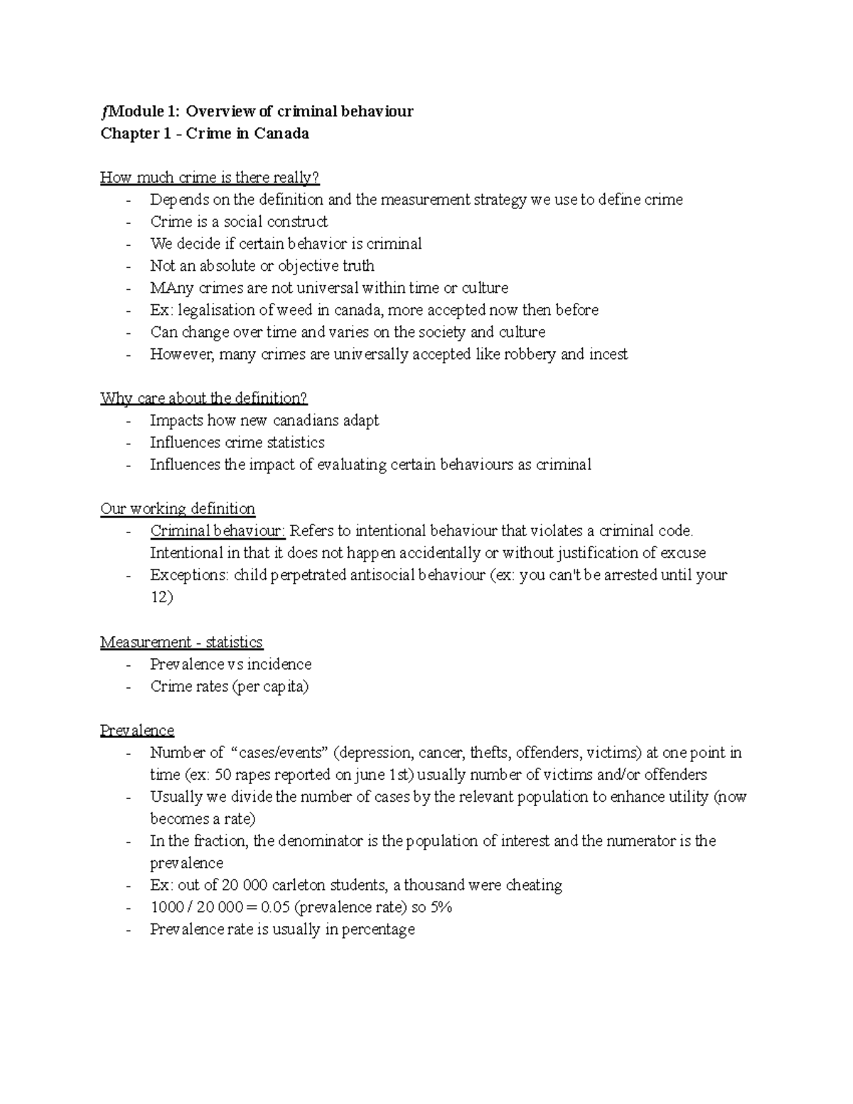Criminal behaviour - Notes - ƒModule 1: Overview of criminal behaviour ...