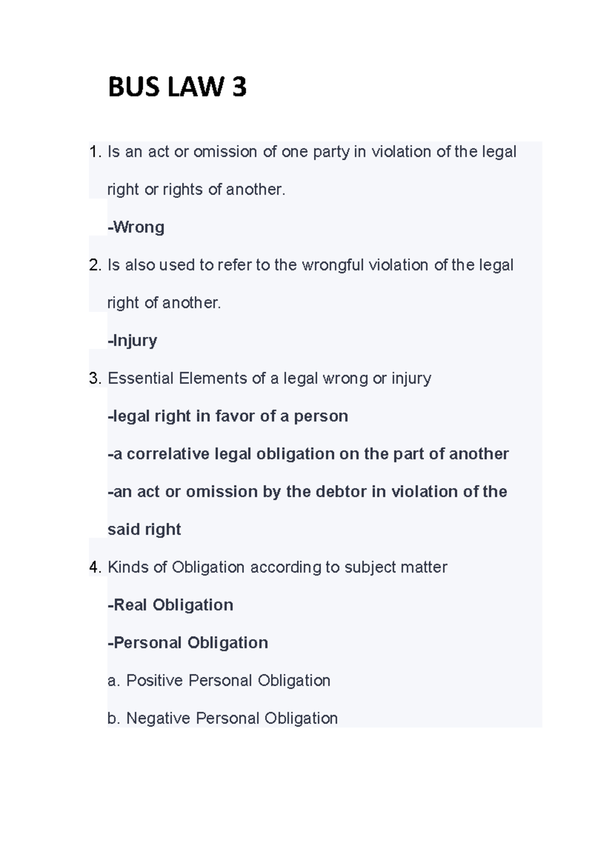 Buslaw 1 - Lecture Notes 1-27 Sfayduknqms, - BUS LAW 3 1 An Act Or ...