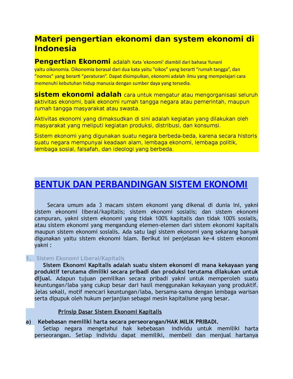 Materi Pengertian Ekonomi Dan System Ekonomi Di Indonesia - Materi ...