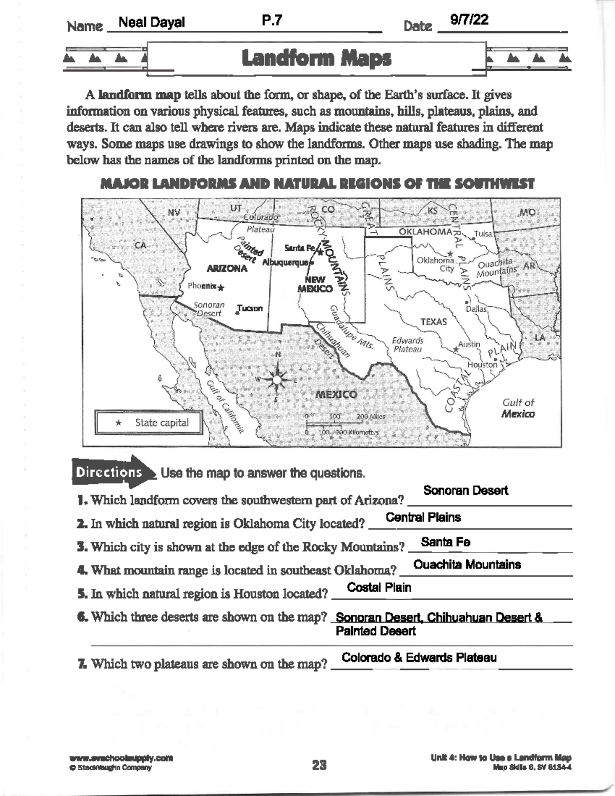 Landform Maps Worksheet Answers - Studocu