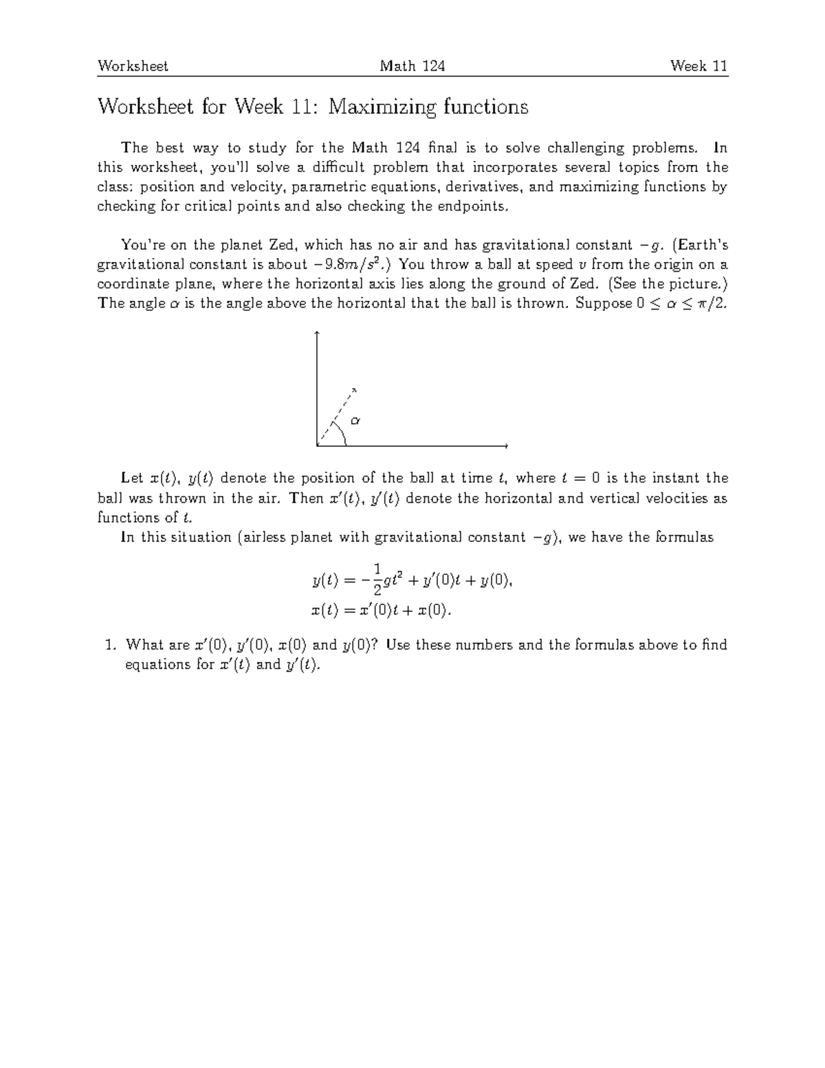 124ws11 - blank worksheet - Worksheet for Week 11: Maximizing functions ...