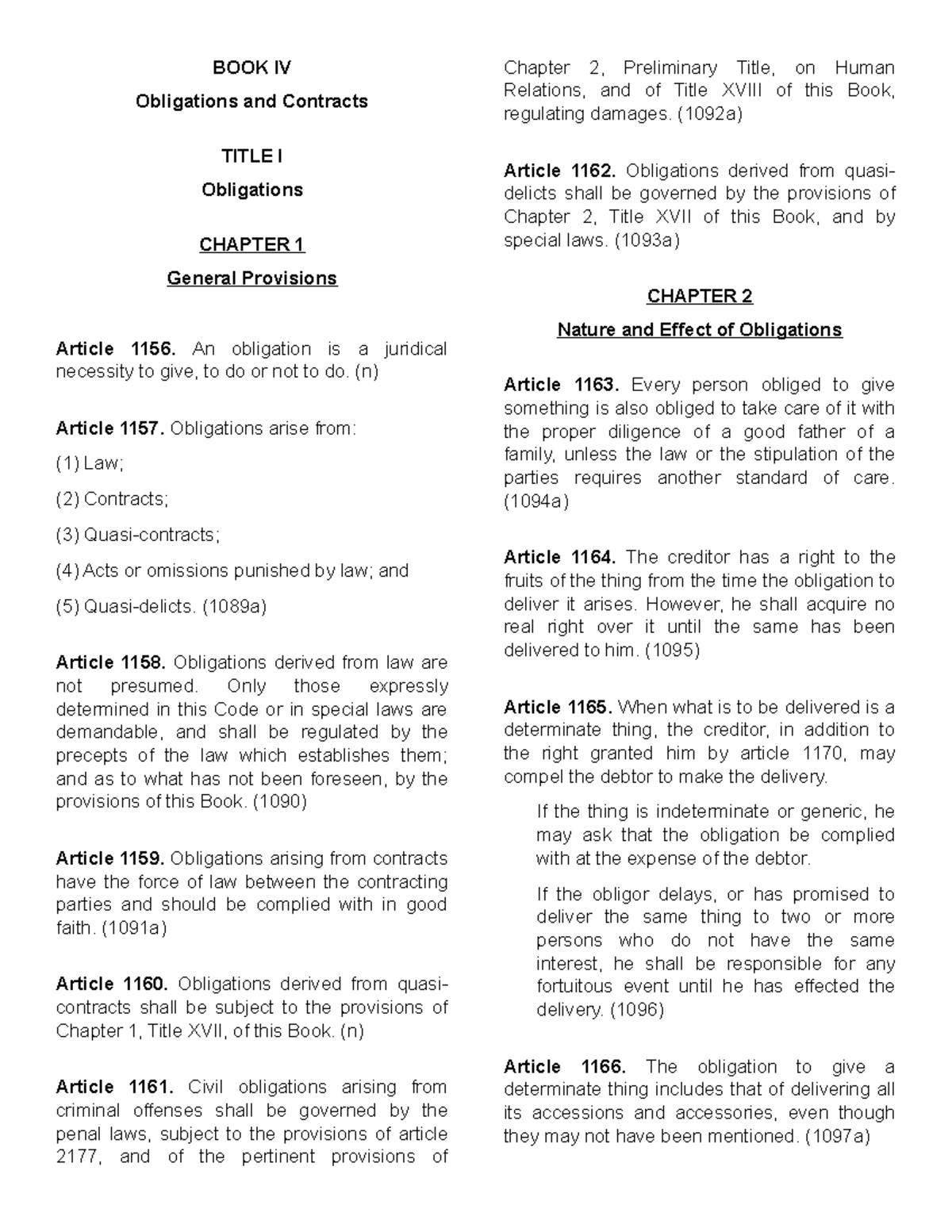 Articles Law Book Iv Obligations And Contracts Title I Obligations Book Iv Obligations And Articles Law Book Iv Obligations And Contracts Title I Obligations Book Iv Obligations And