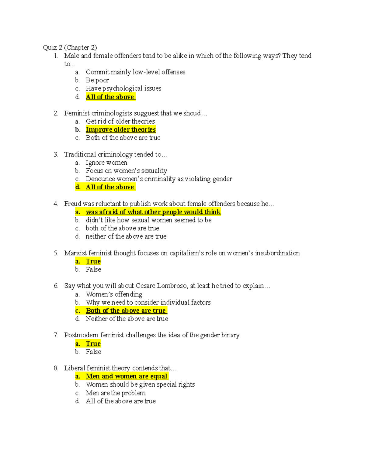 CJ 372 Quiz Questions - Quiz 2 (Chapter 2) 1. Male And Female Offenders ...