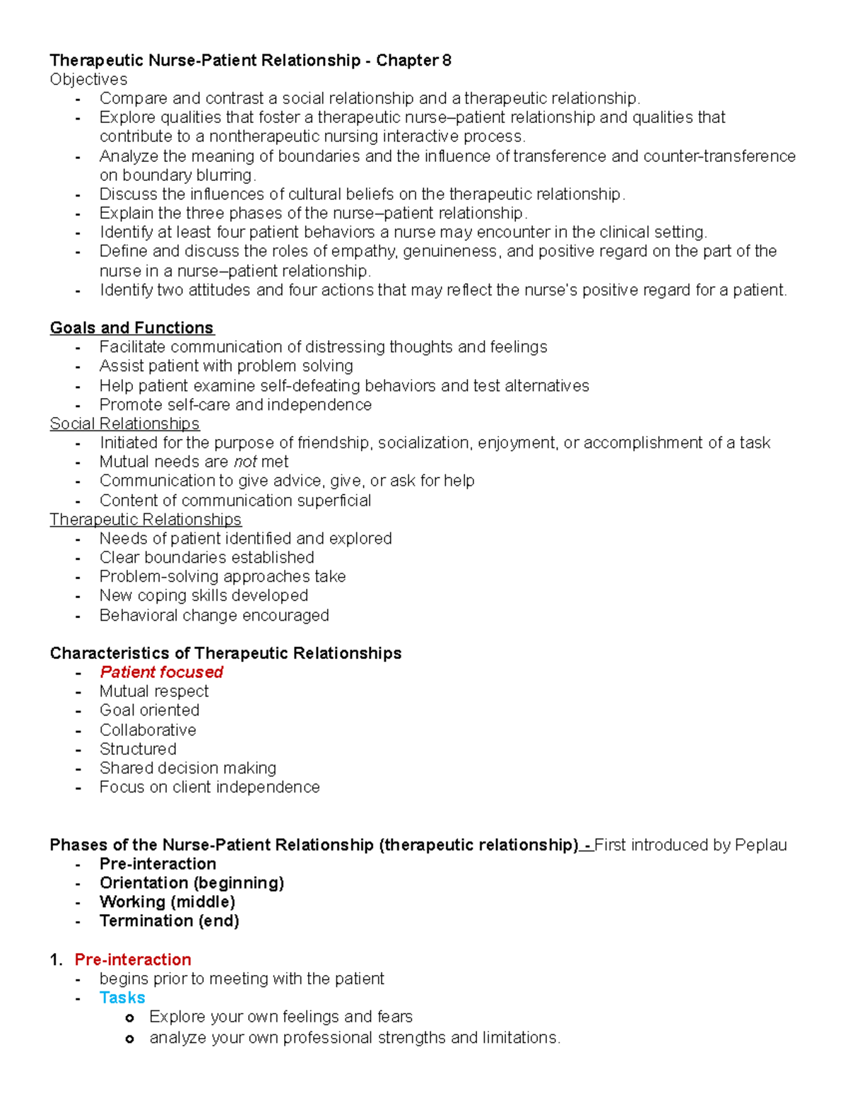 Therapeutic Relationships - Therapeutic Nurse-Patient Relationship ...