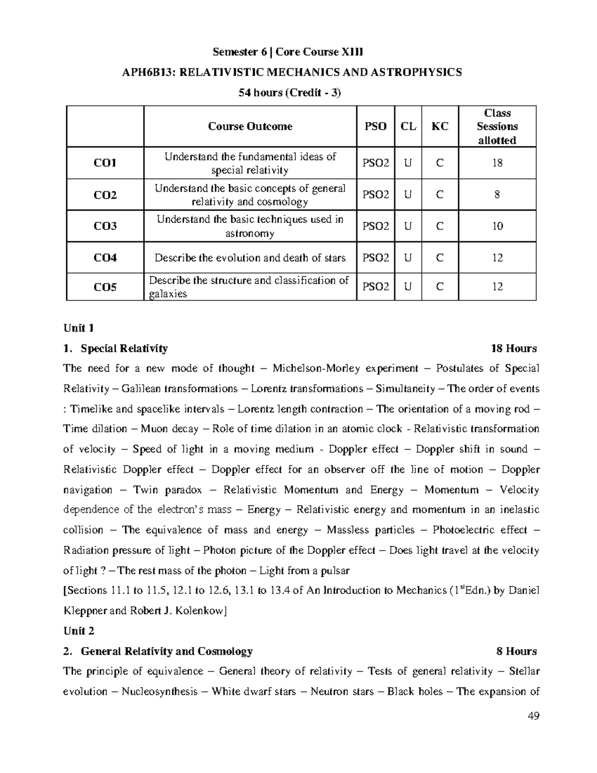 Bscaphysics Syllabus 6th Sem Core13 49 Semester 6 Core Course