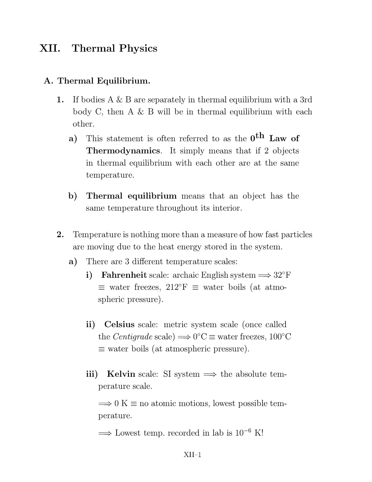 Thermal Physics Notes From PHY100-Module 2-DE2019 - XII. Thermal ...