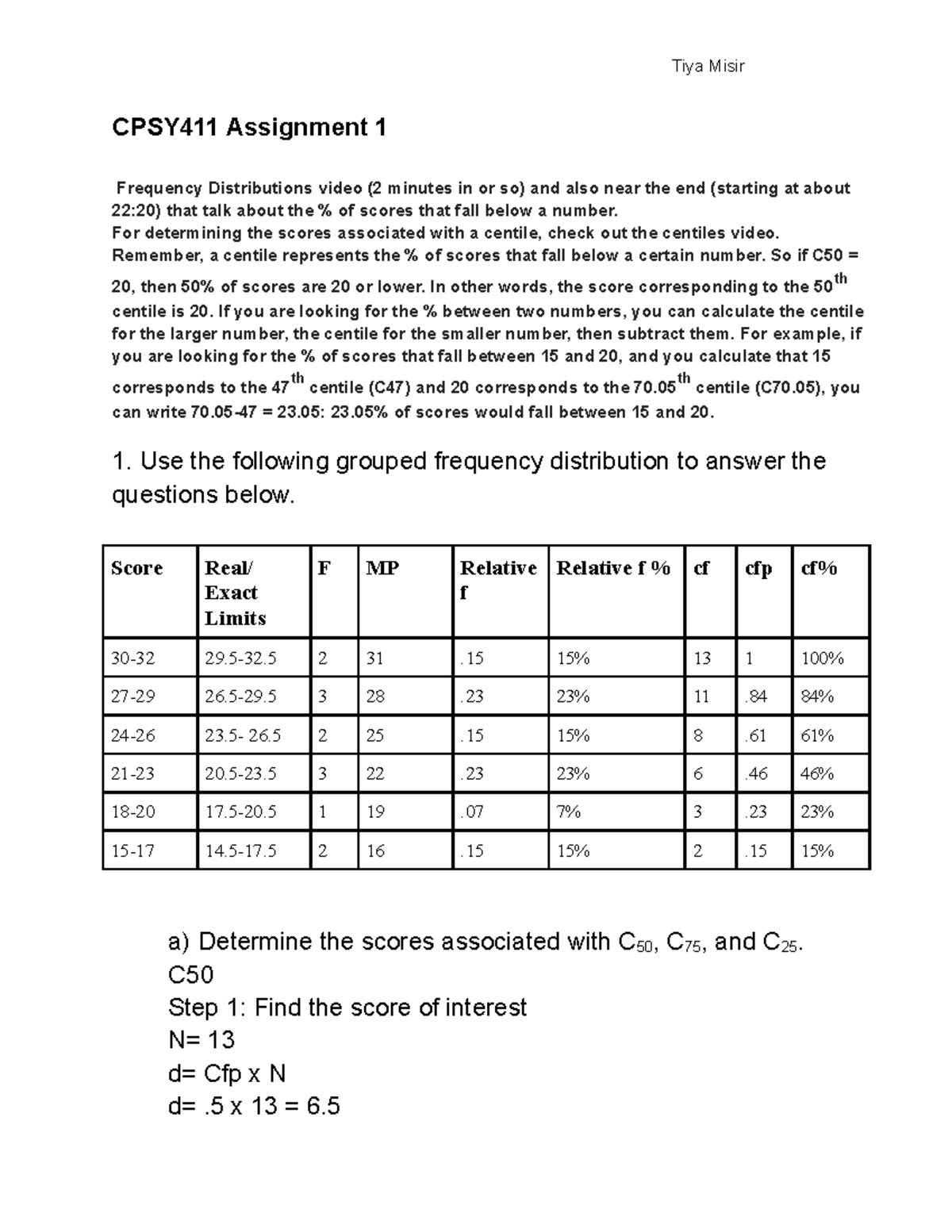 CPSY411- First Assignment - CPSY411 Assignment 1 Frequency ...