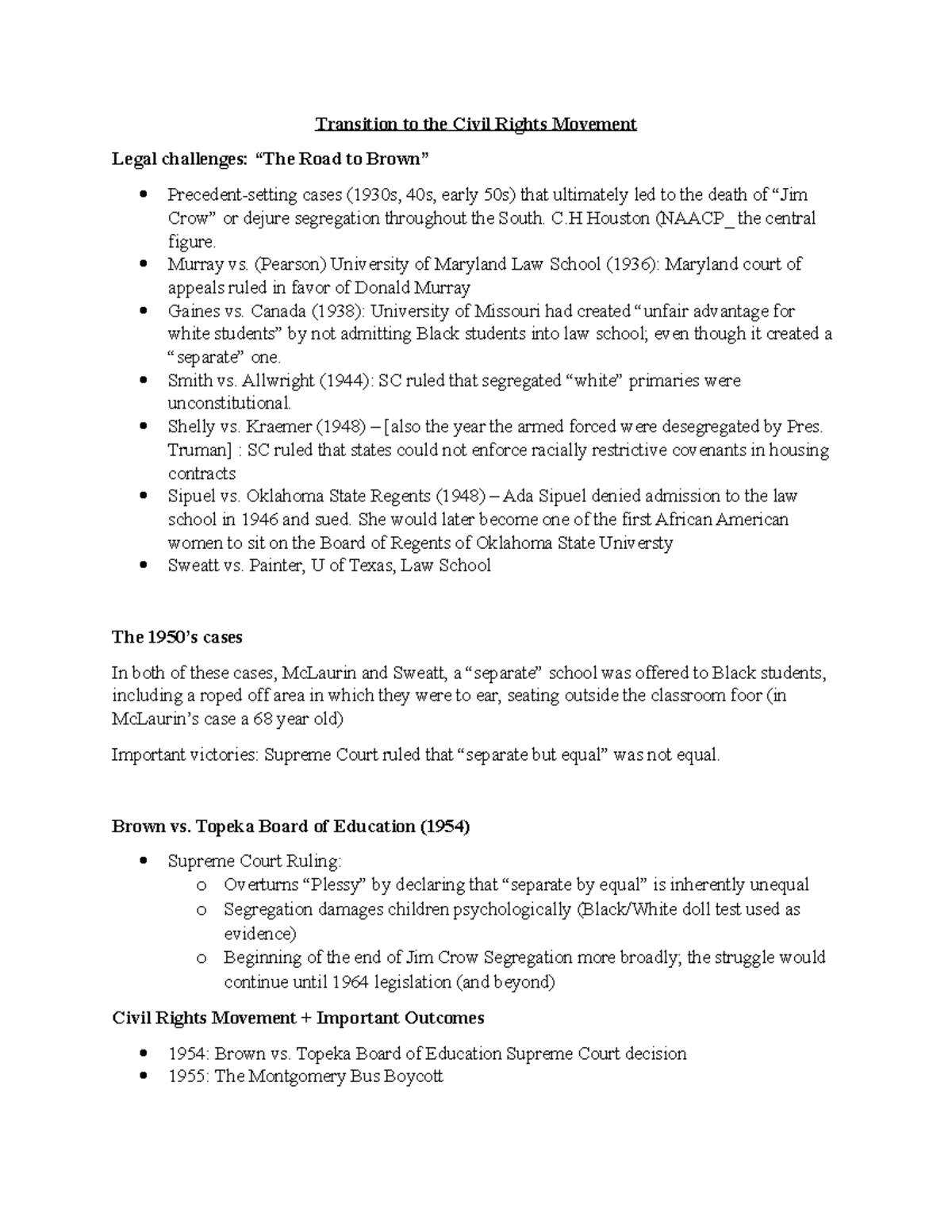 Transition to the Civil Rights Movement C Houston (NAACP_ the central