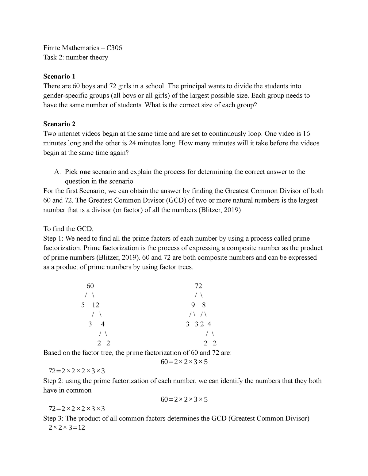 Finite Math Task 2 Finite Mathematics C Task 2 Number Theory Scenario 1 There Are 60 Boys 5395