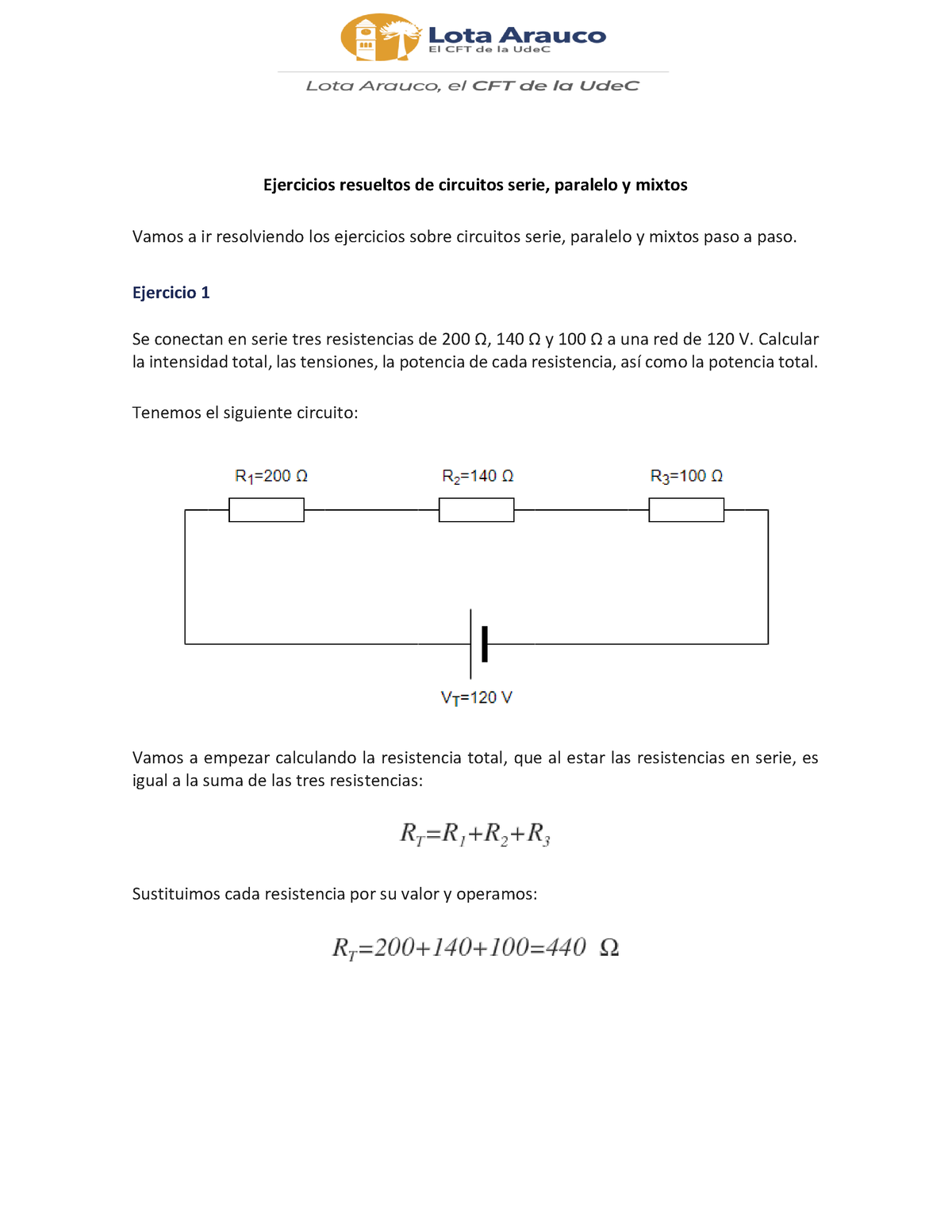 Ejercicios Circuitos - Ejercicios Resueltos De Circuitos Serie ...