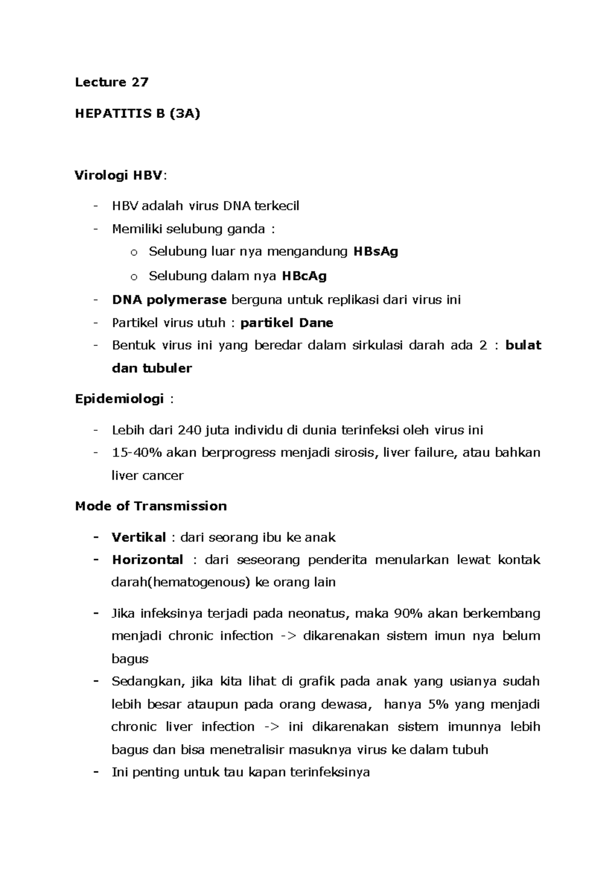 Hepatitis B - Catatan Untuk Semester IV Blok Alimentary - Lecture 27 ...