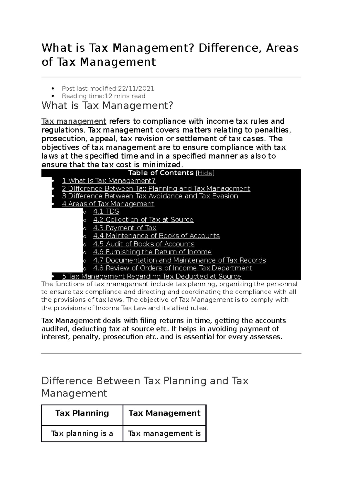 Document Tax Practice Study Materials What Is Tax Management 