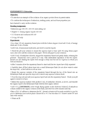 Experimental Plan - Organic Chemistry I lab 342 - Experimental Plan for ...