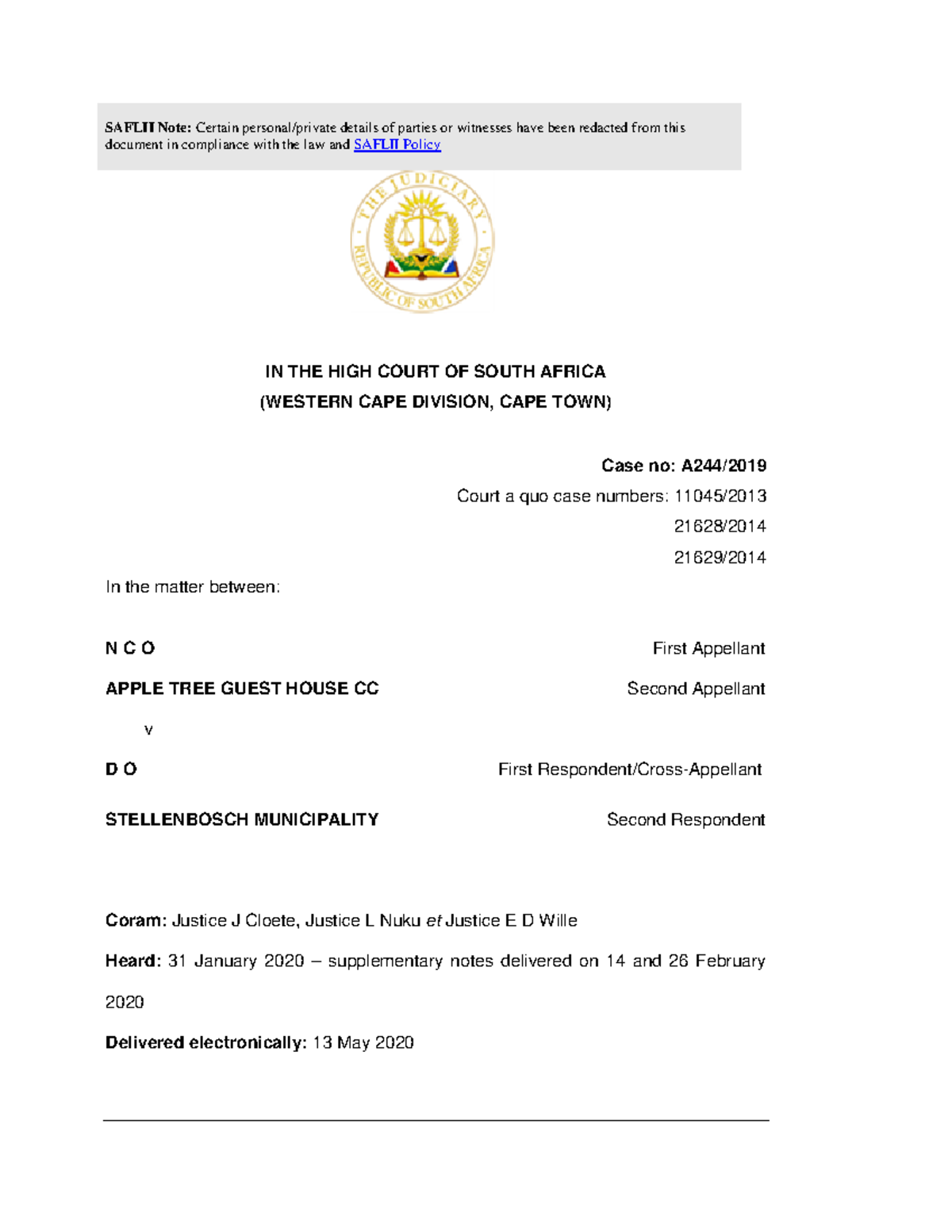 35 - Case law - SAFLII Note: document in compliance with the law and ...