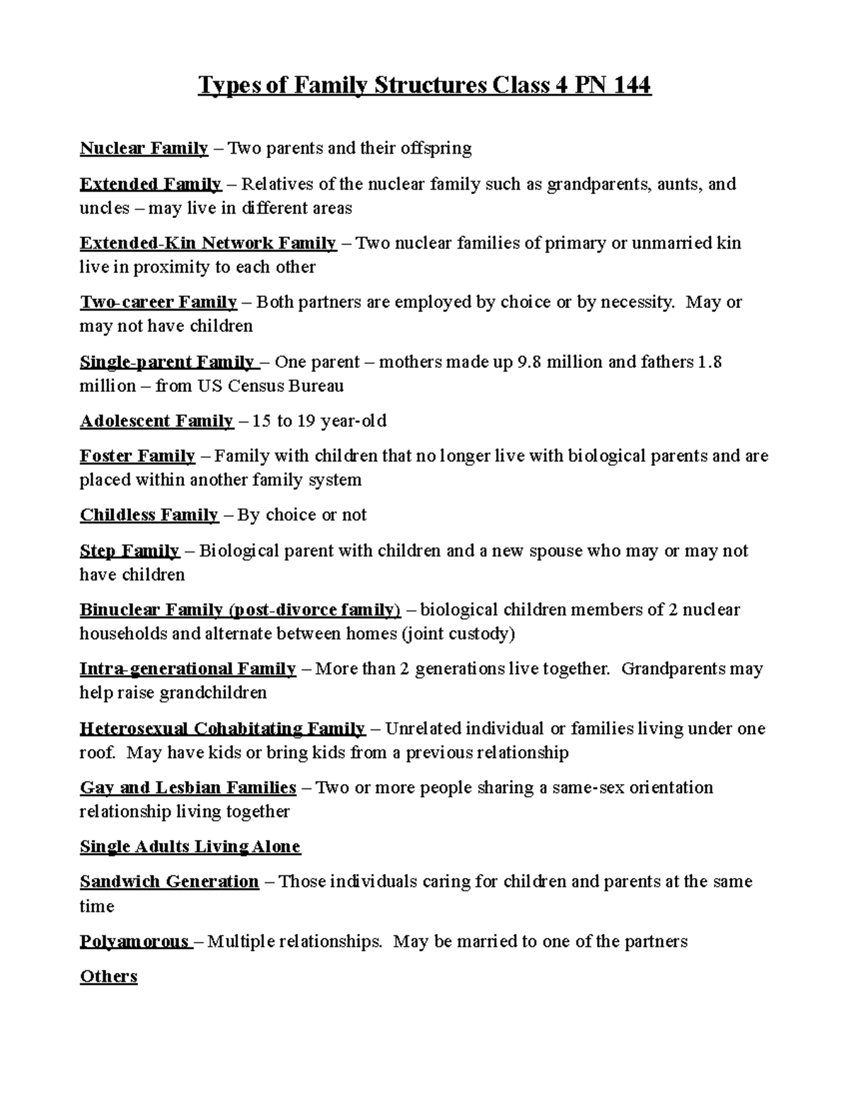 Types of Family Structures definitions - Types of Family Structures ...