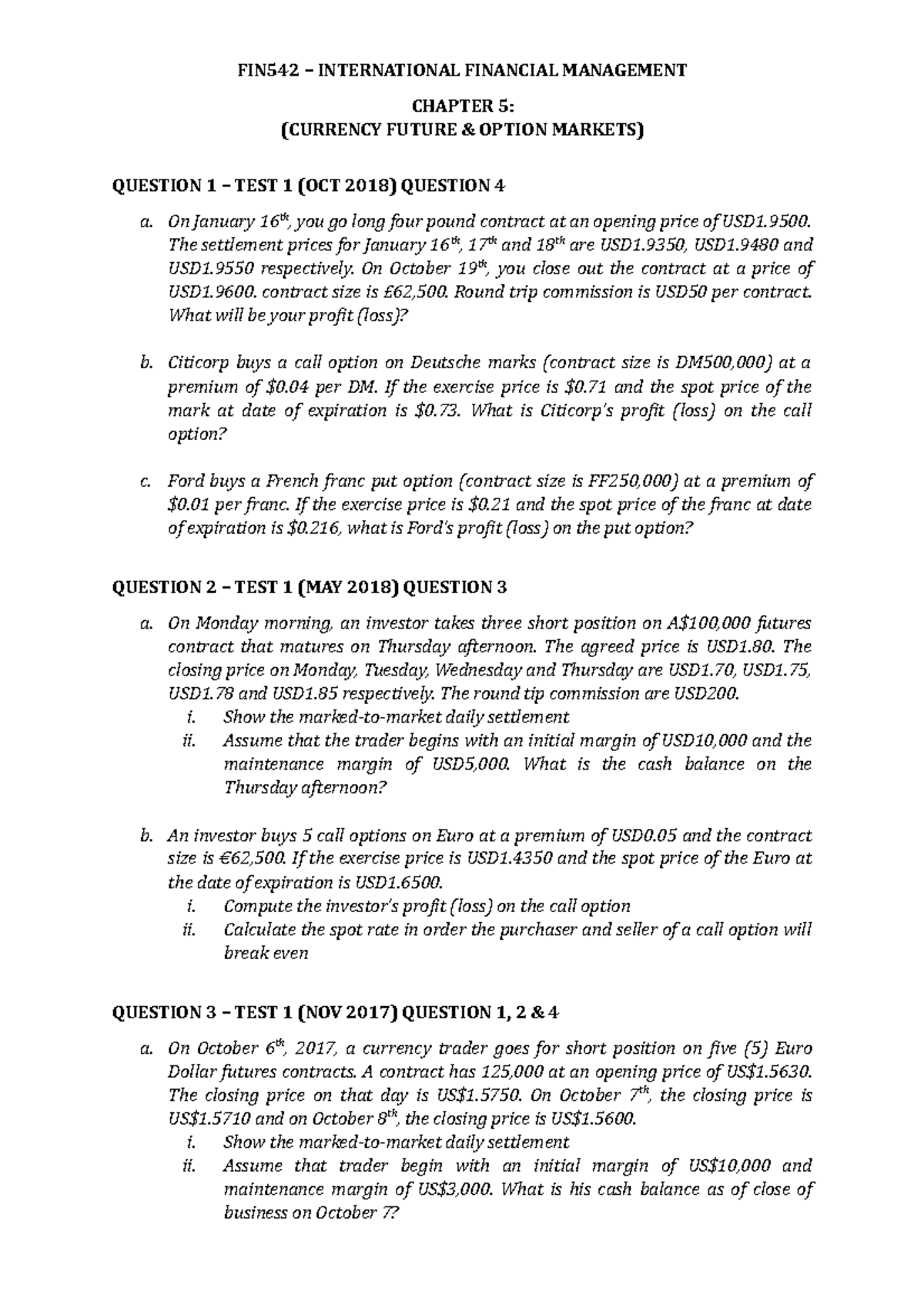Tutorial Lates 542.docx latest - FIN542 – INTERNATIONAL FINANCIAL MANAGEMENT CHAPTER 5 ...
