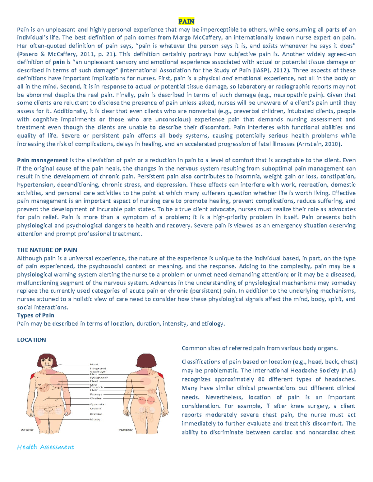HA-Theory-PAIN - theory about pain of muscles - PAIN Pain is an ...