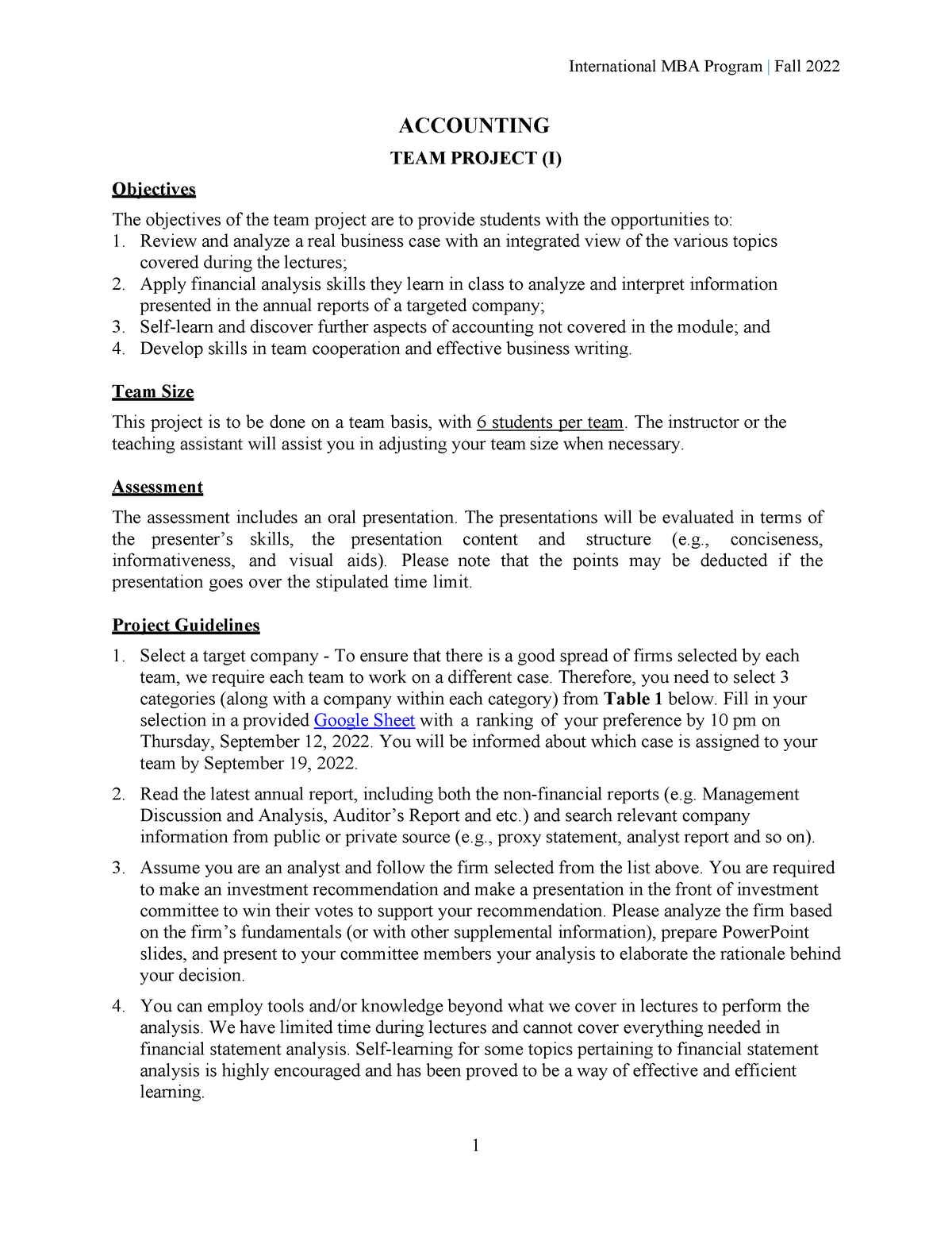 Financial Accounting Group Project Guidlines - ACCOUNTING TEAM PROJECT ...