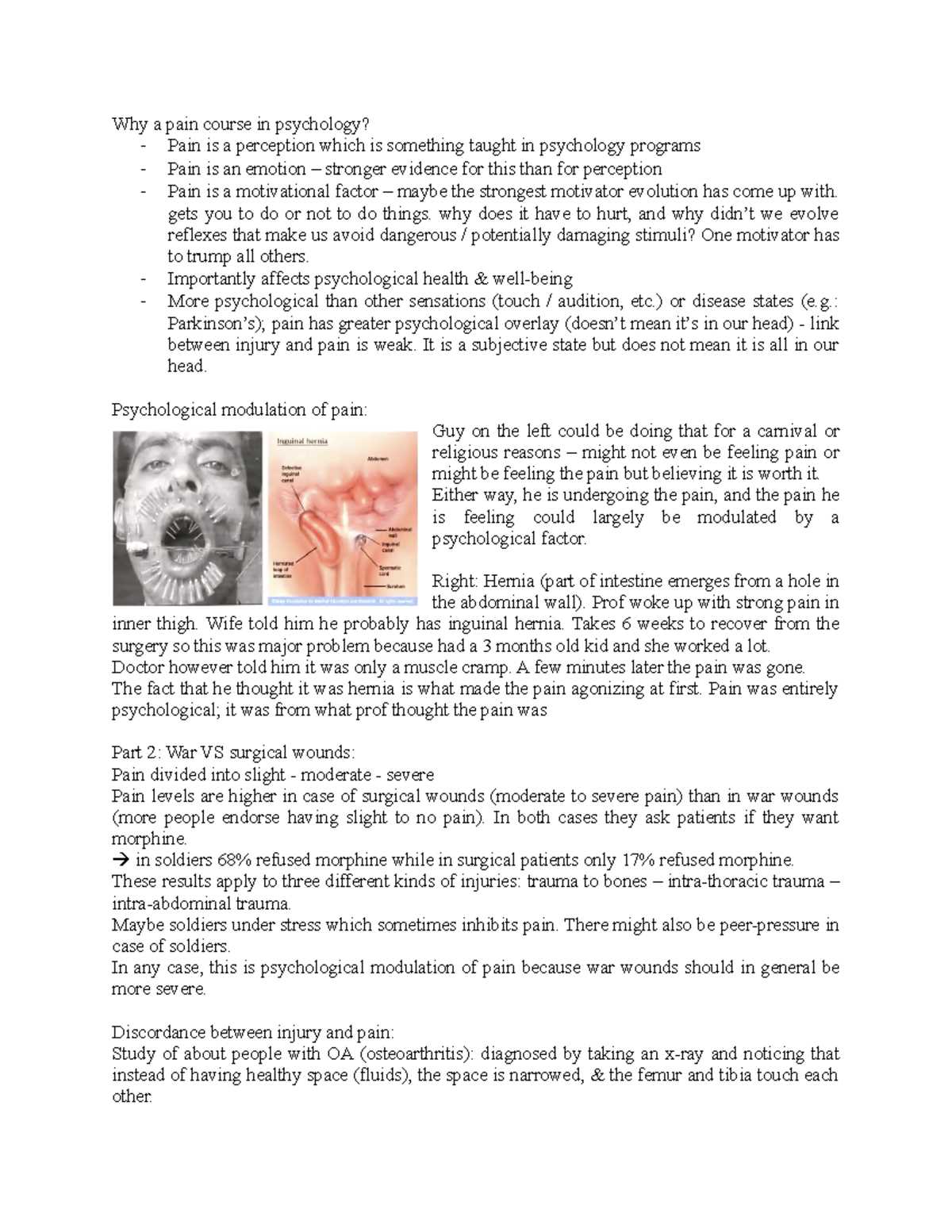 Lecture 1 - word-for-word notes - Why a pain course in psychology ...