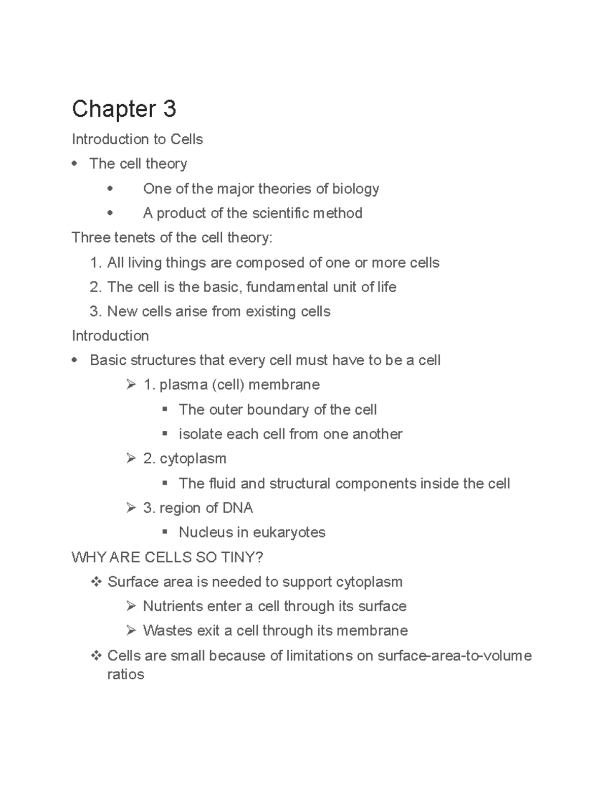 Chapter 3 Biology - Primm - Chapter 3 Introduction To Cells The Cell ...