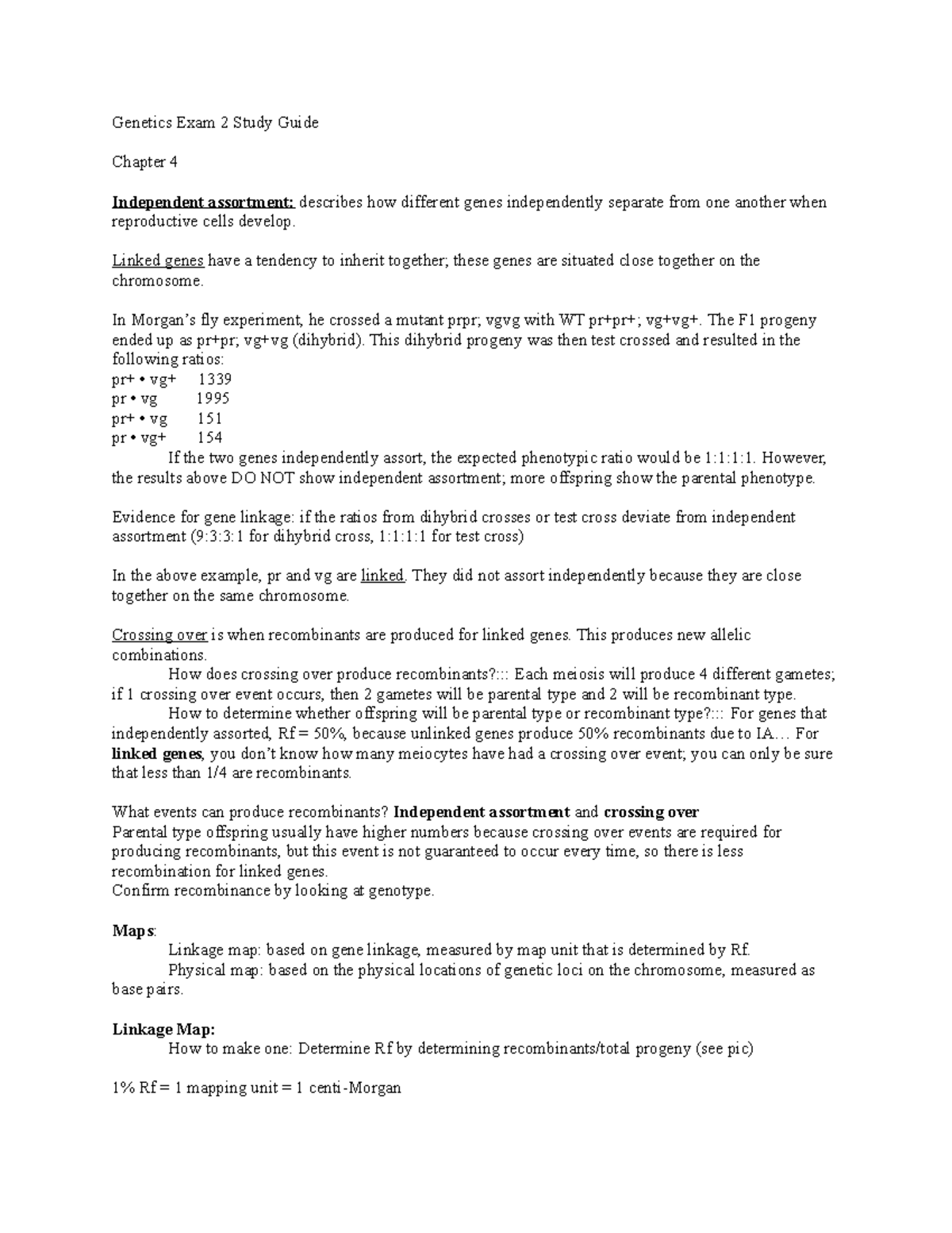 Genetics Exam 2 Study Guide - Genetics Exam 2 Study Guide Chapter 4 ...