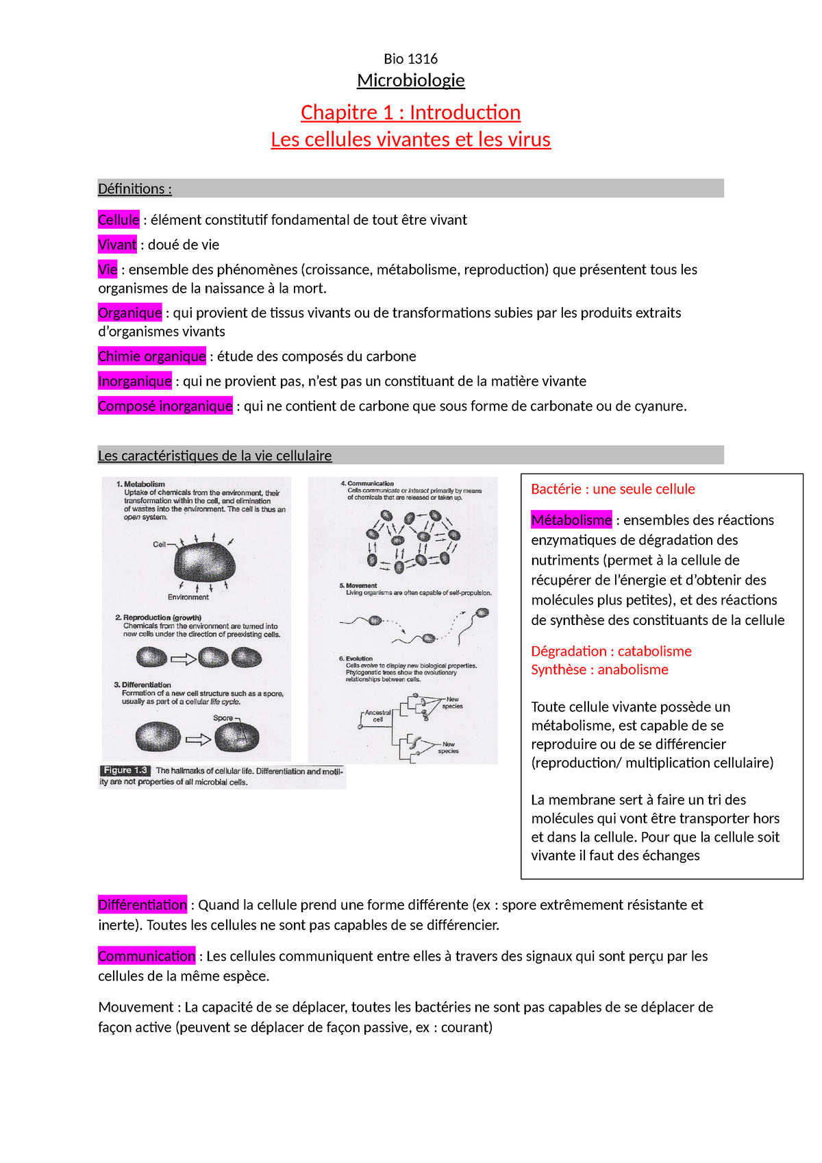 Chapitre 1 - Cours De Microbiologie - Microbiologie Chapitre 1 ...