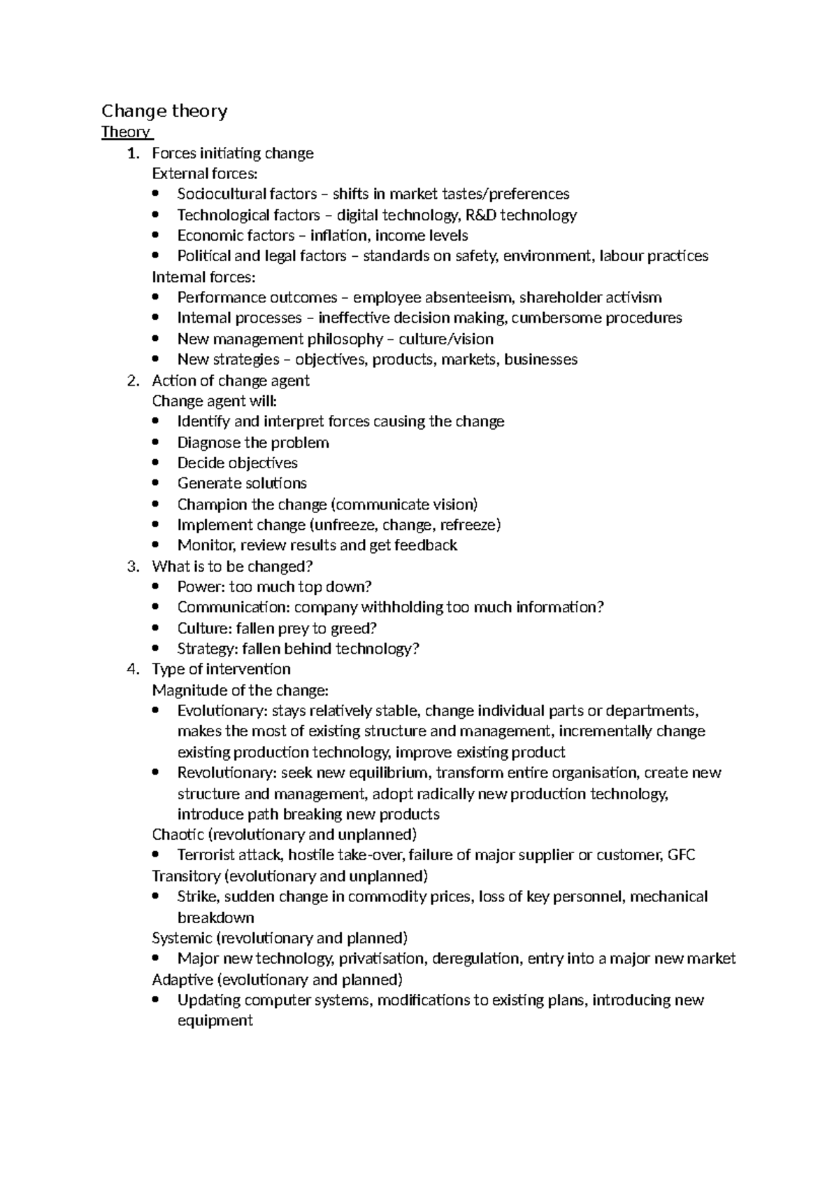 Change theory - Change theory Theory 1. Forces initiating change ...