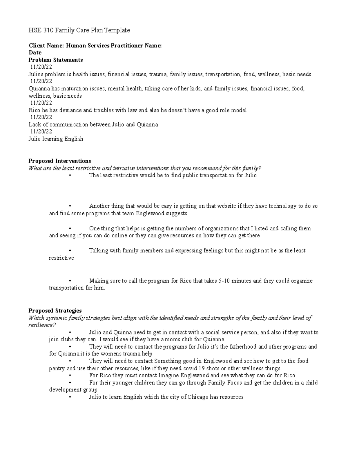 Family And Community Systems Module 4 Copy - HSE 310 Family Care Plan ...