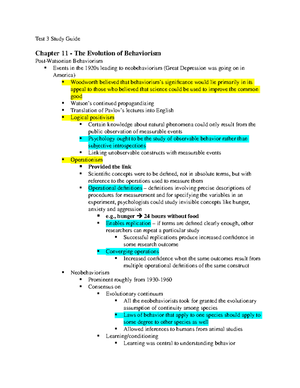 Test 3 Study Guide - Summary A History of Psychology - Test 3 Study ...