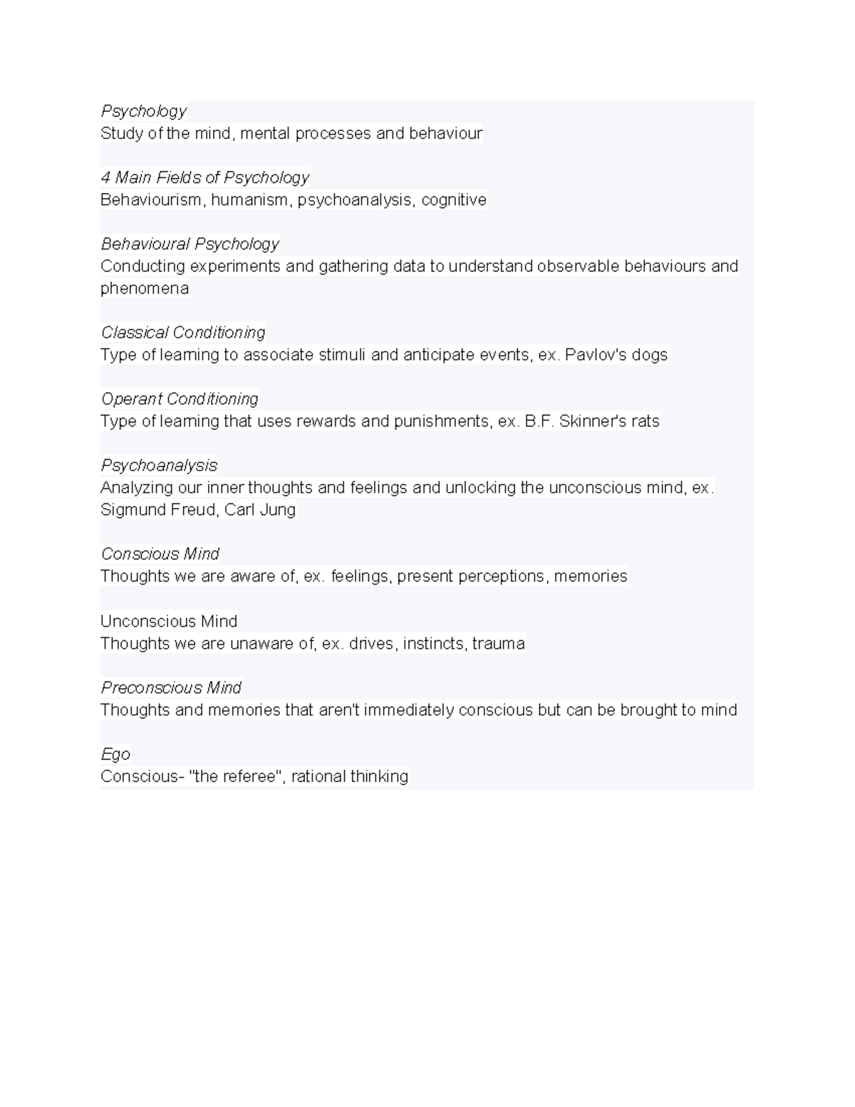 Psychology 104 Notes - Psychology Study Of The Mind, Mental Processes ...