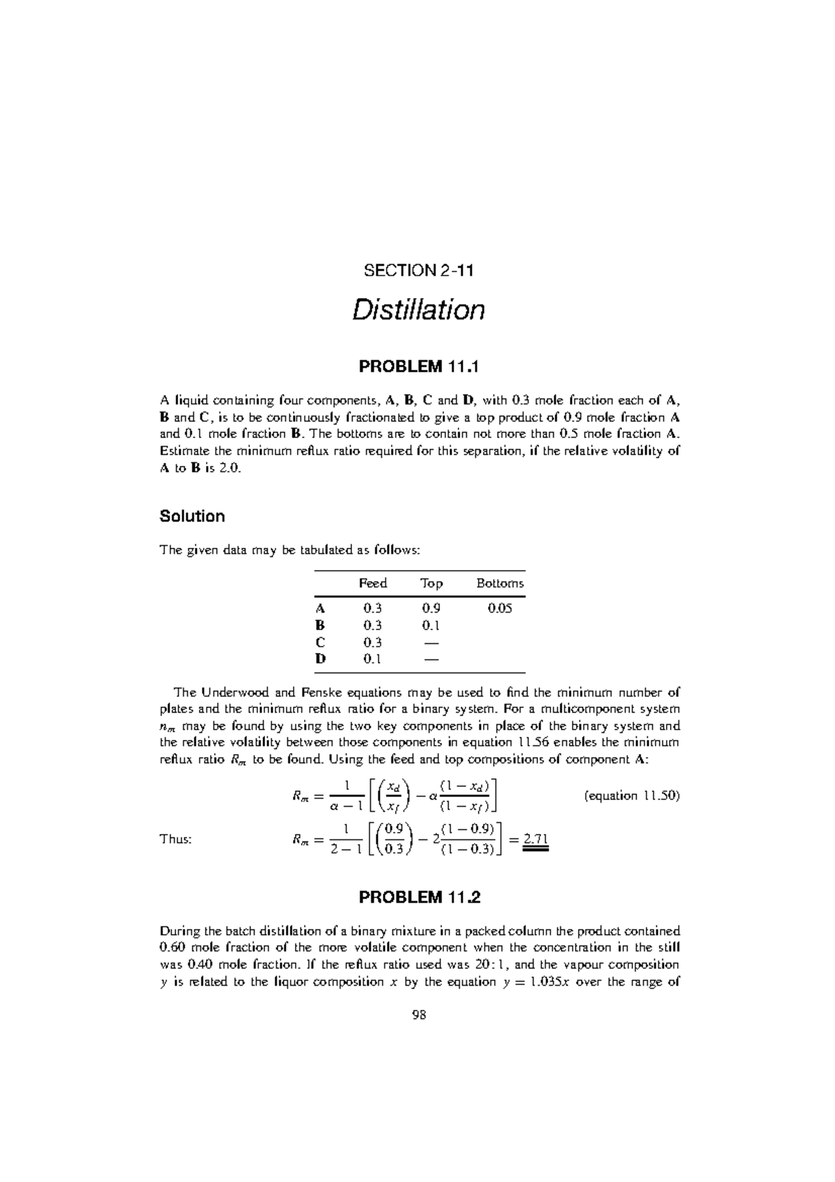 Distillation PS 1 CMT200 FLUIDS MECHANIC AND UNIT OPERATION - SECTION2 ...