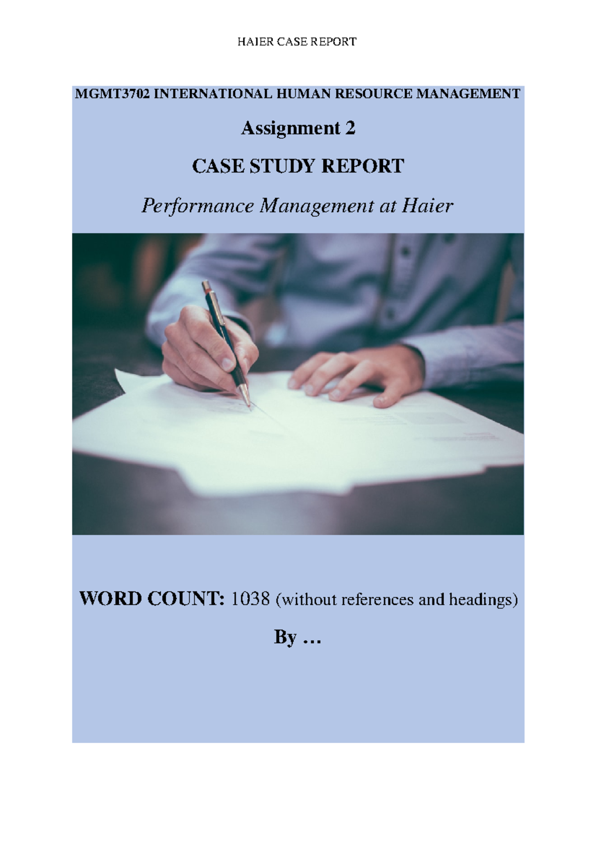 HD Performance Management Report - MGMT3702 INTERNATIONAL HUMAN ...