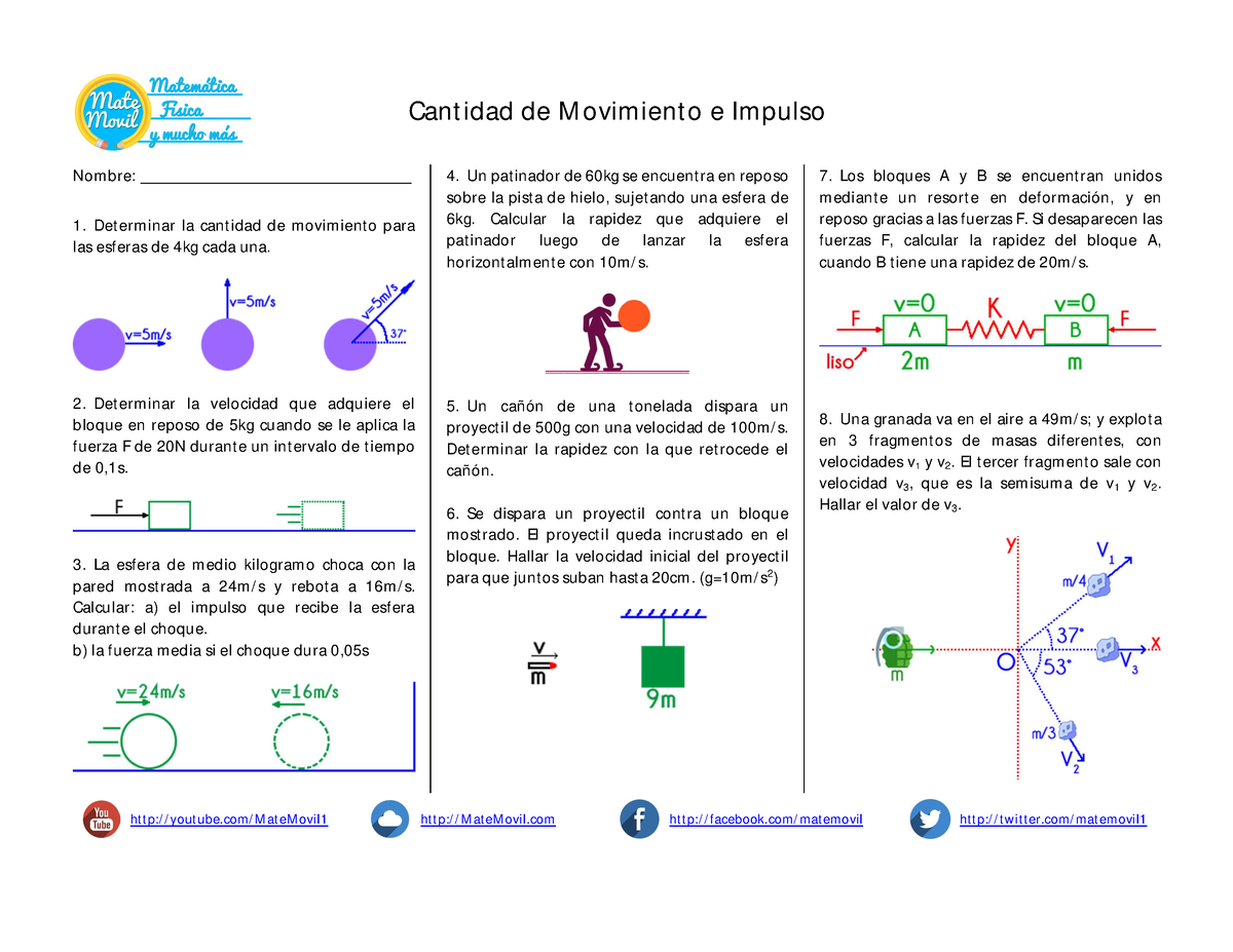 Cantidad De Movimiento E Impulso Ejercicios Propuestos PDF - Cant Idad ...